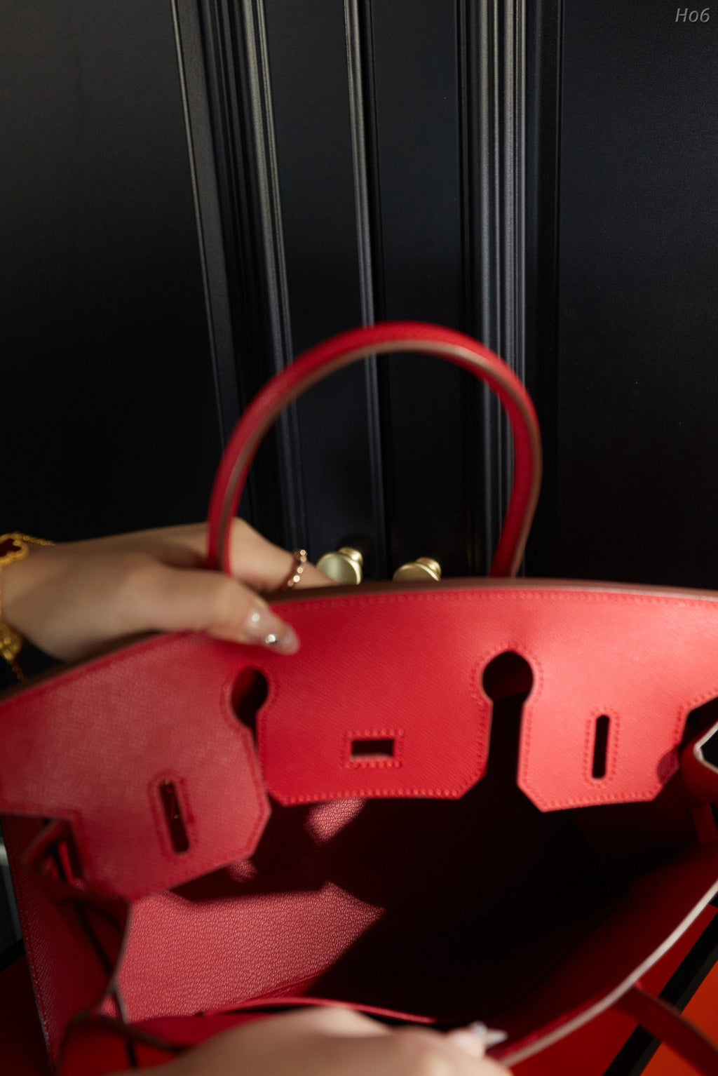 Hermes brikin red handbag
