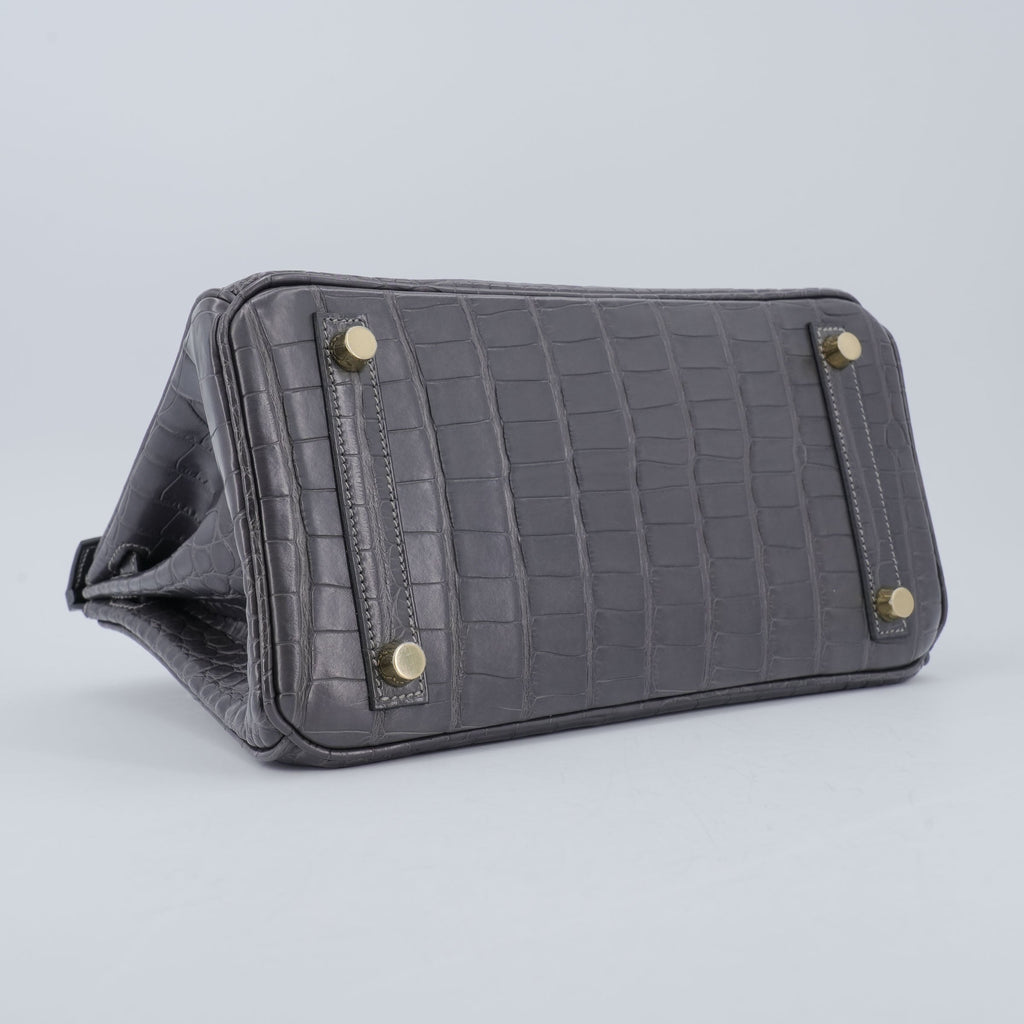 HERMÈS Birkin 25 Graphite (88) Matte Alligator Gold hardware K (2025)