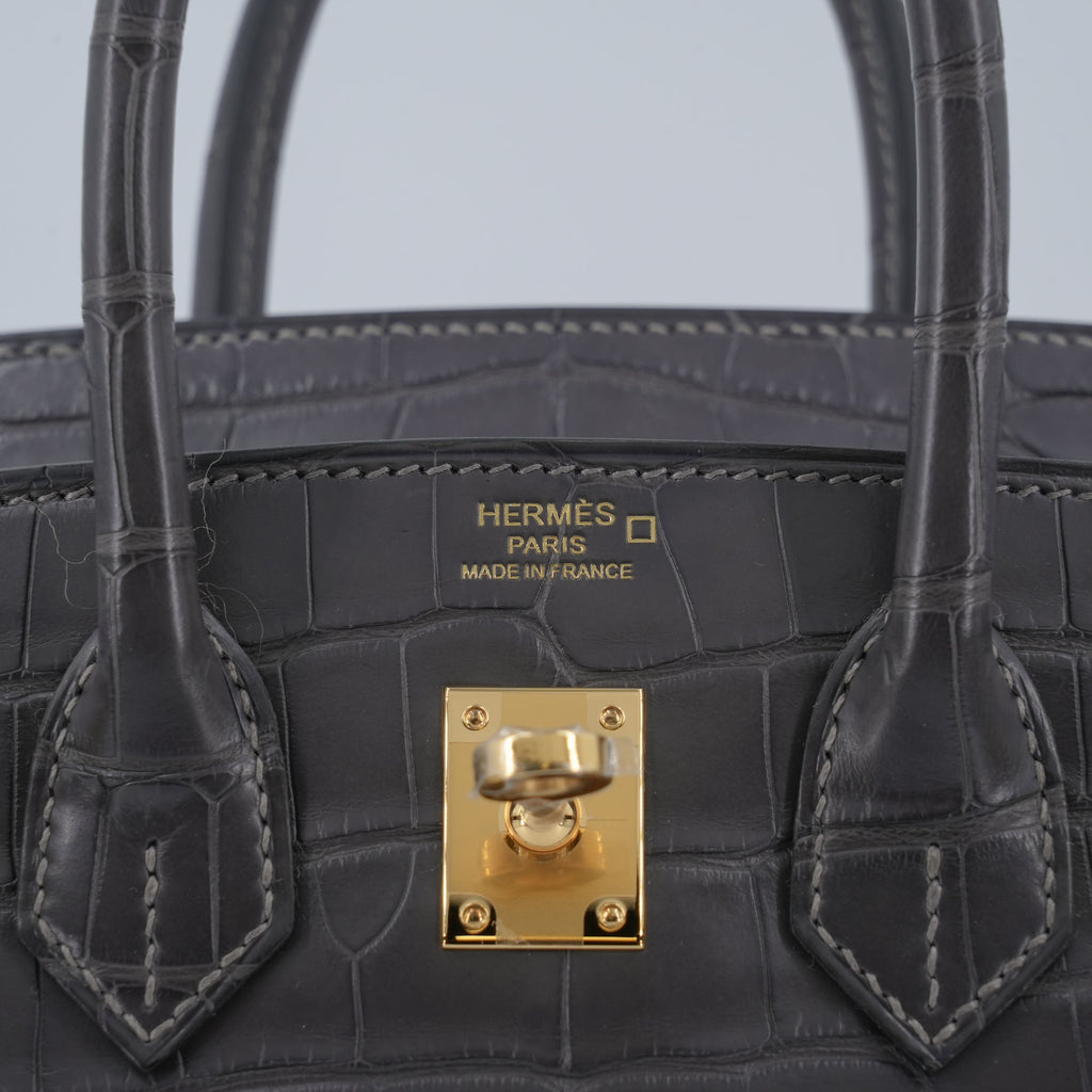 HERMÈS Birkin 25 Graphite (88) Matte Alligator Gold hardware K (2025)