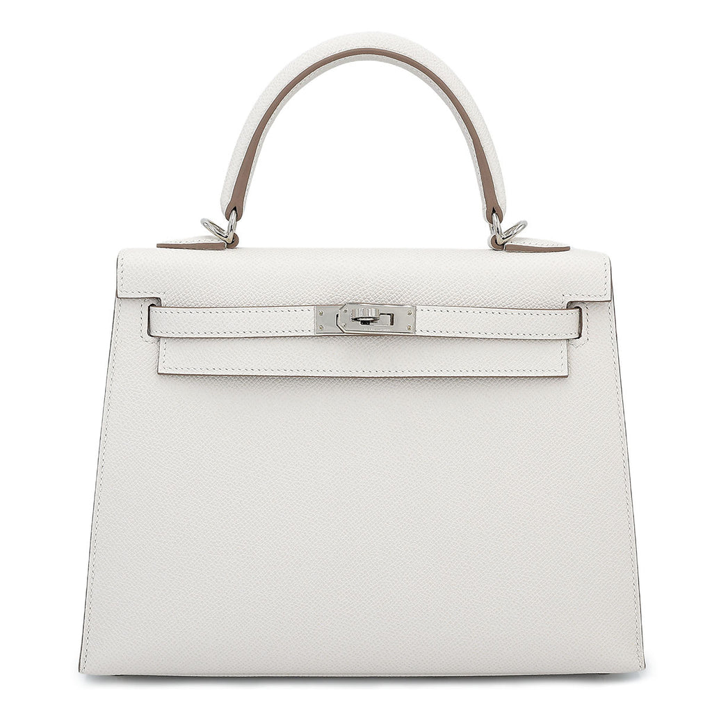 HERMÈS Kelly 25 Sellier Gris Pale (M4) Epsom Palladium hardware B (2023)