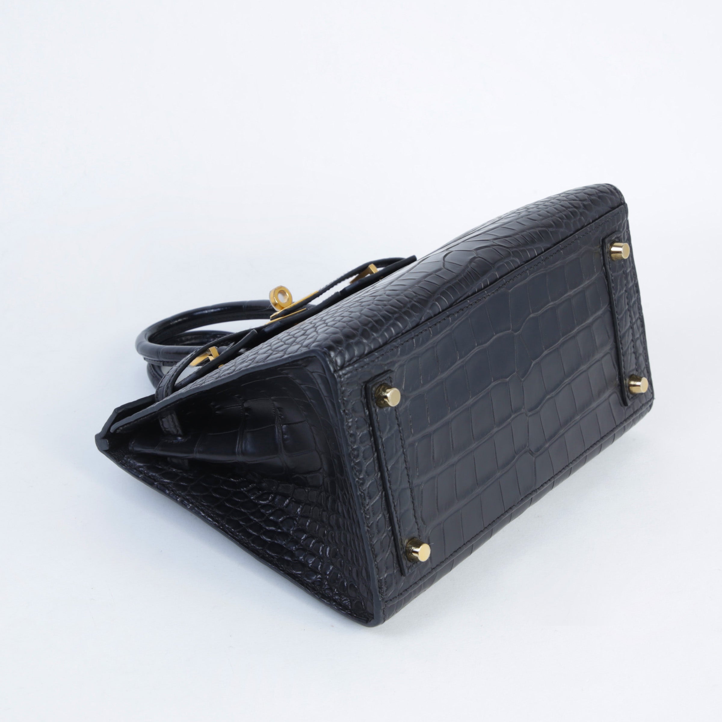 HERMÈS Birkin 20 Noir Alligator Gold hardware  (2024)