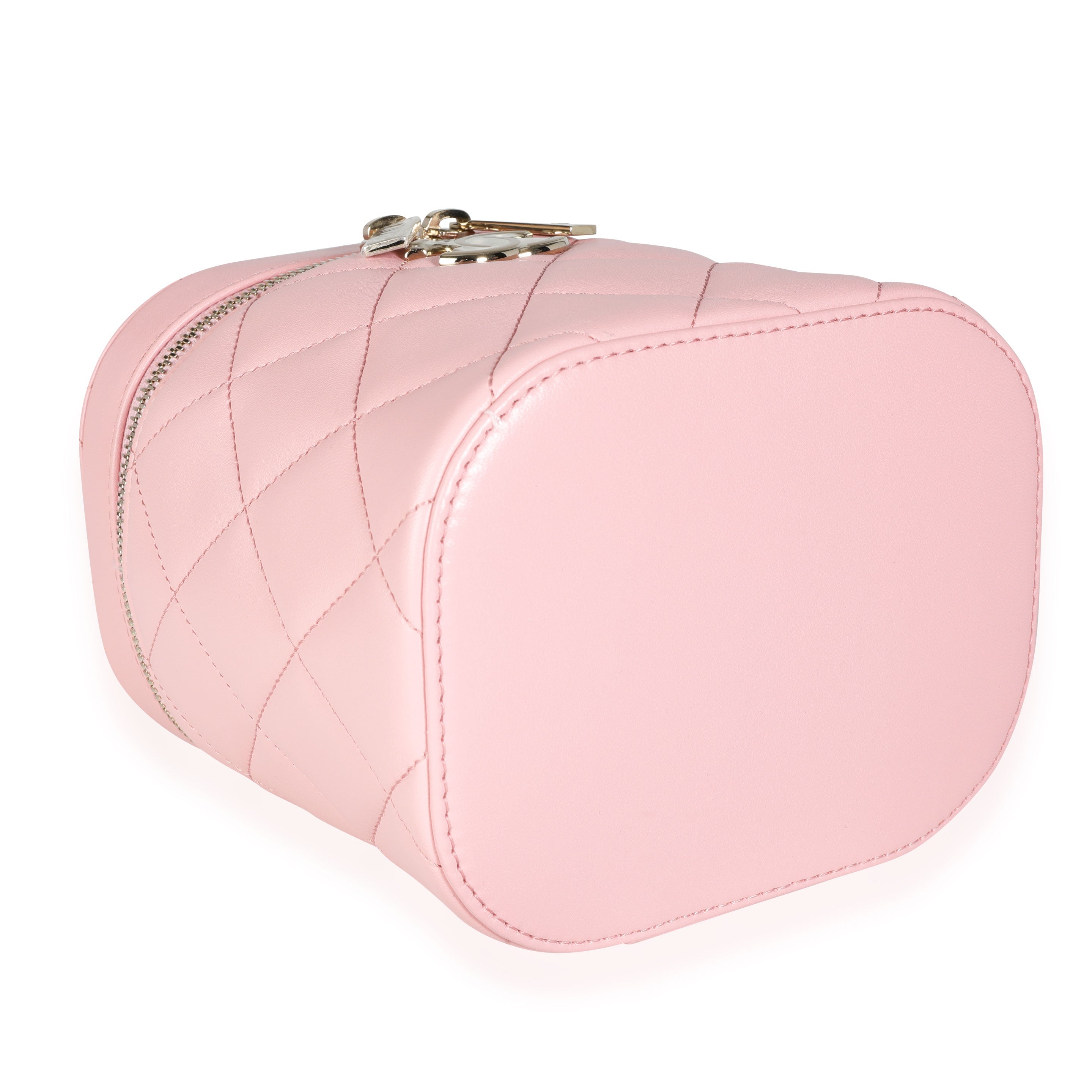 Light Pink Quilted Lambskin Small Trendy CC Vanity Case