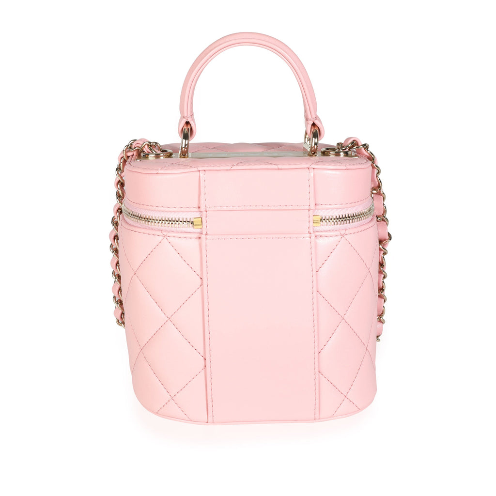 Light Pink Quilted Lambskin Small Trendy CC Vanity Case