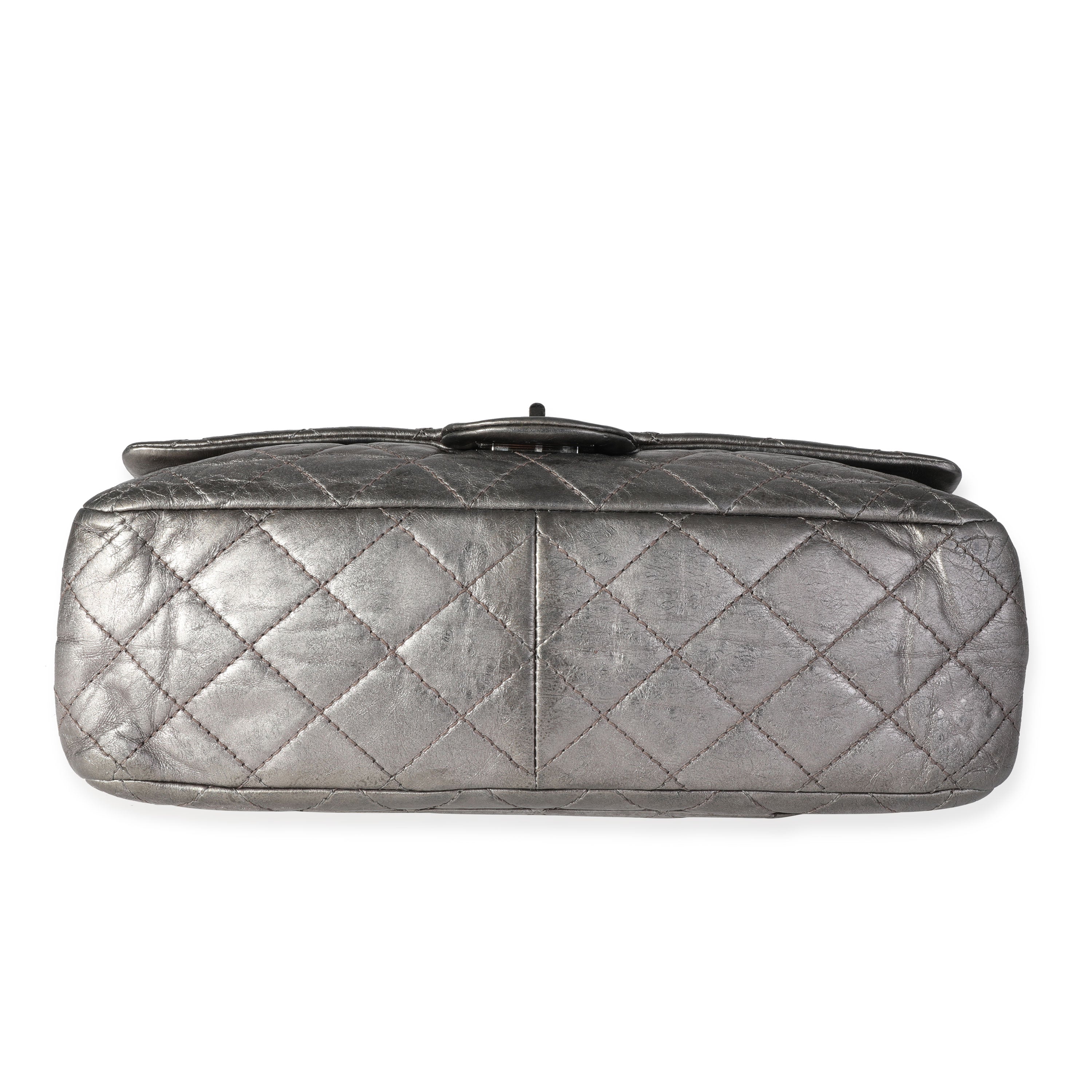 Metallic Pewter Crinkle Lambskin Reissue 2.25 227 Double Flap Bag
