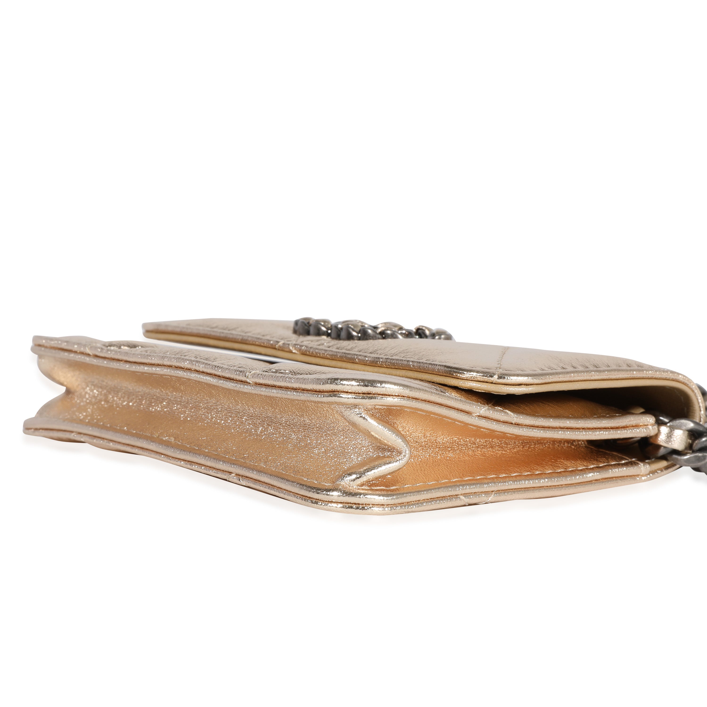 Gold Quilted Lambskin Chanel  Coin Purse With Chain