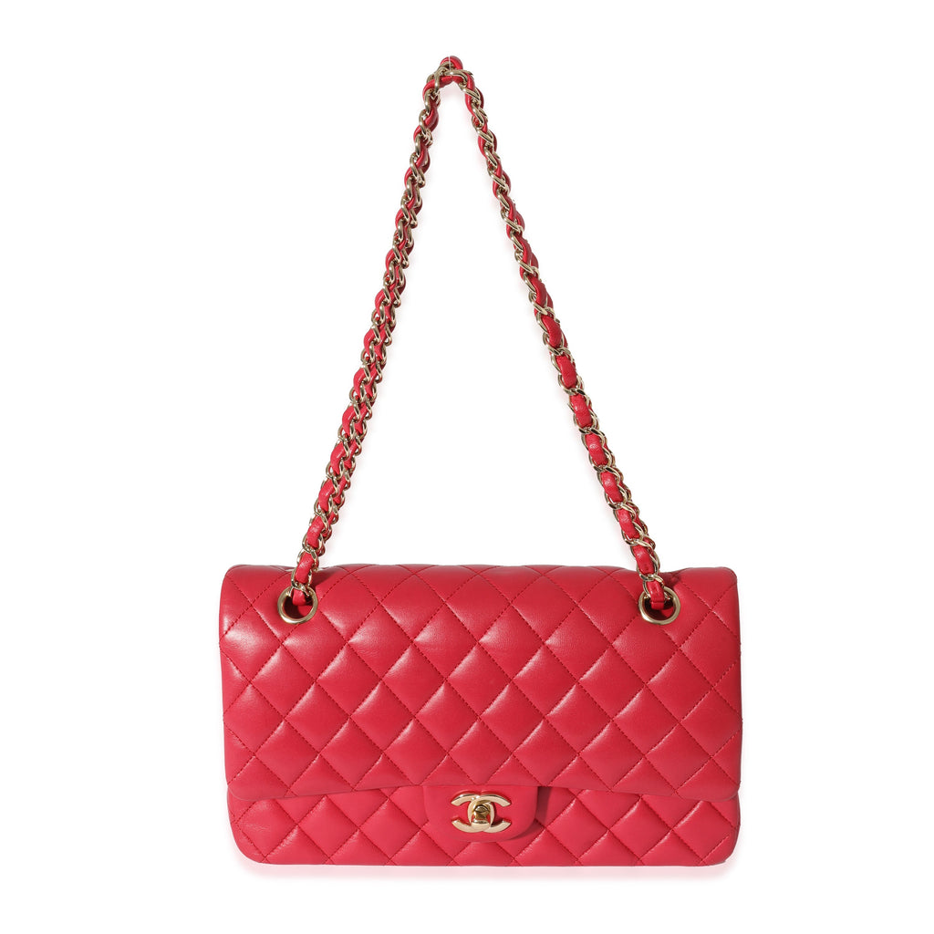 Dark Pink Quilted Lambskin Medium Classic Double Flap Bag