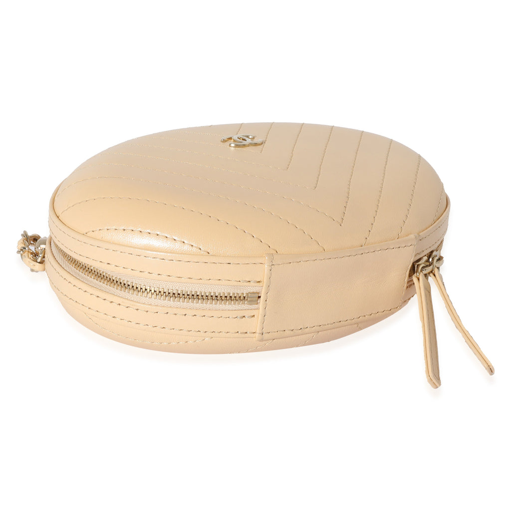 Beige Chevron Leather City Evening Box Bag
