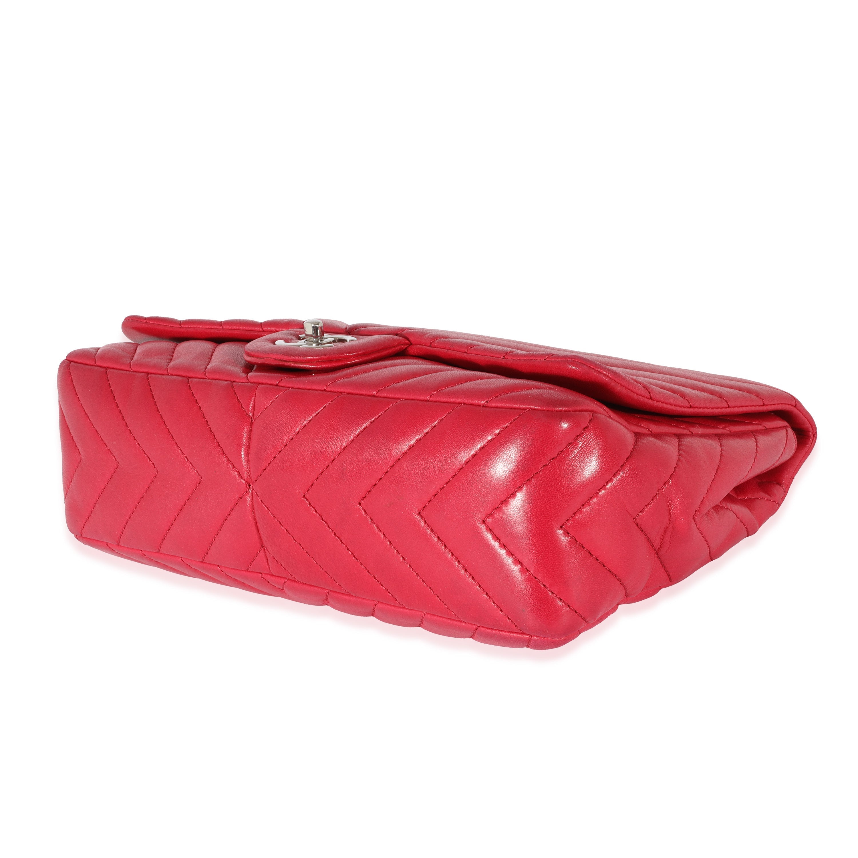 Pink Lambskin Chevron Jumbo Single Flap Bag