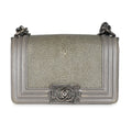 Grey Lambskin Galuchat Stingray Small Boy Bag