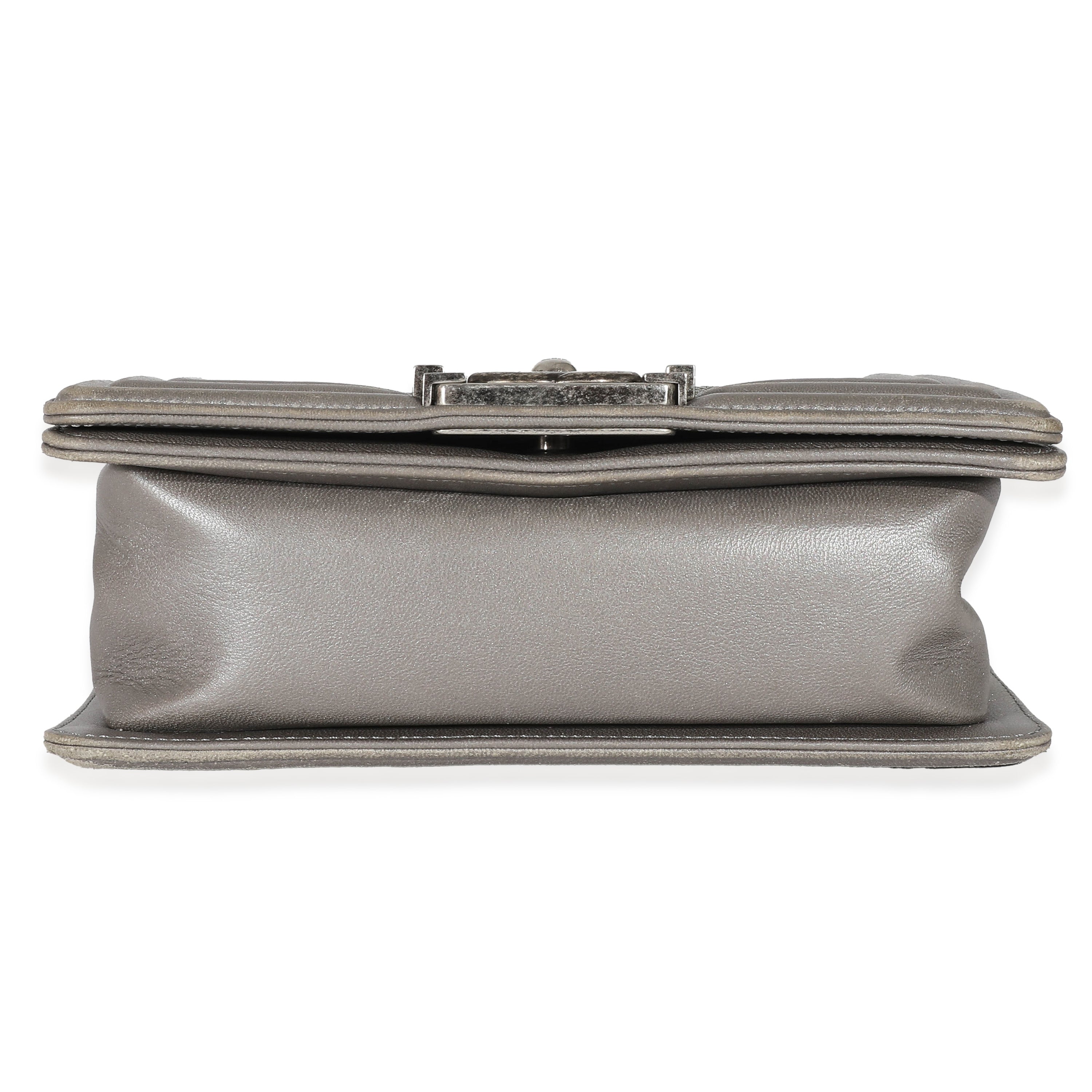 Grey Lambskin Galuchat Stingray Small Boy Bag