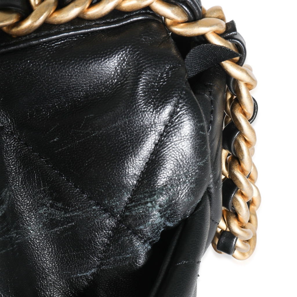 Black Shiny Lambskin Large Chanel 19 Flap Bag