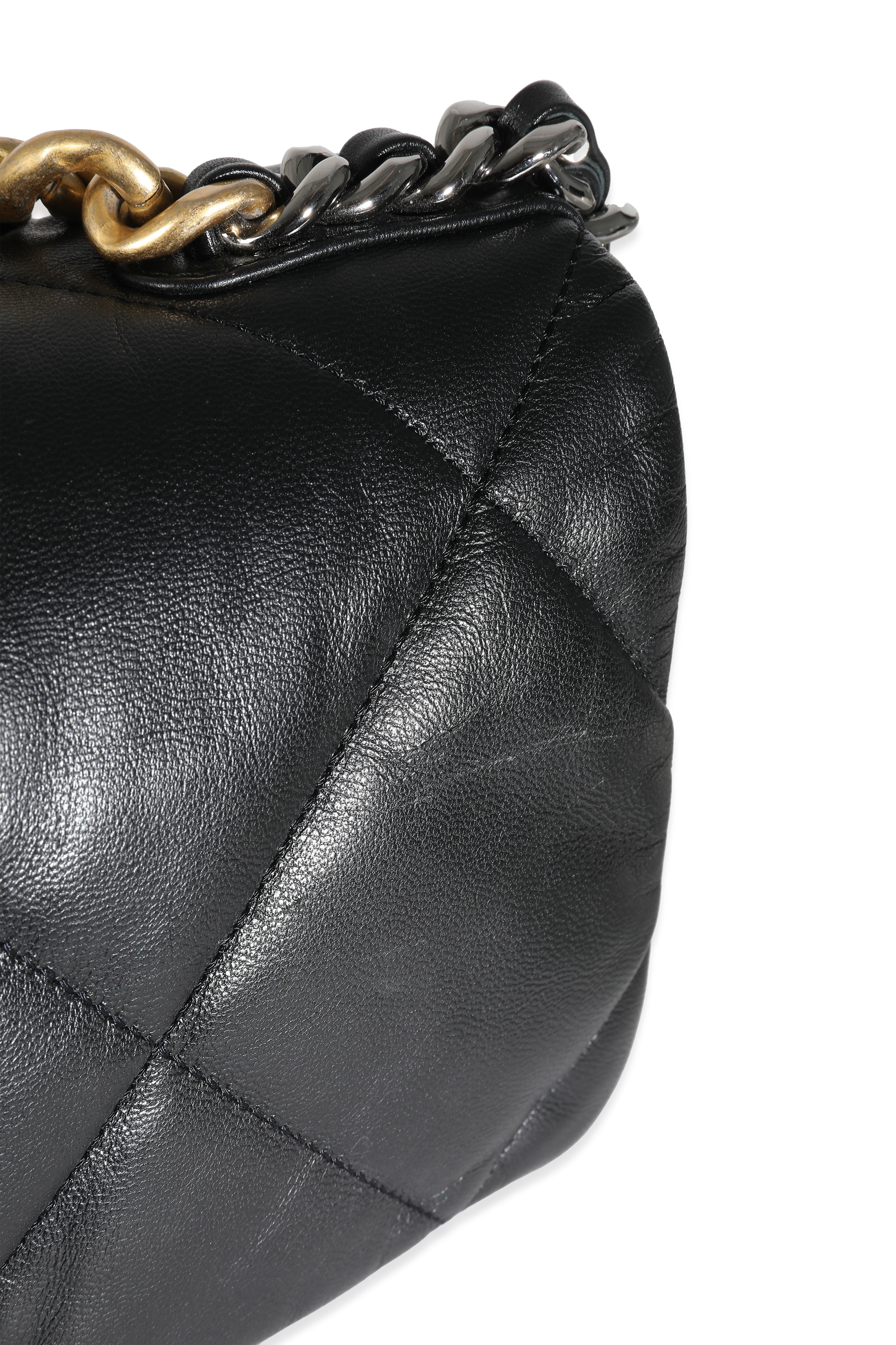 Black Shiny Lambskin Large Chanel 19 Flap Bag