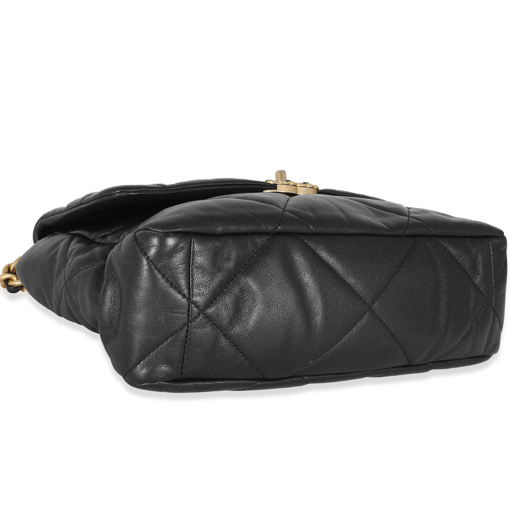 Black Shiny Lambskin Large Chanel 19 Flap Bag
