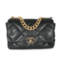Black Shiny Lambskin Large Chanel 19 Flap Bag