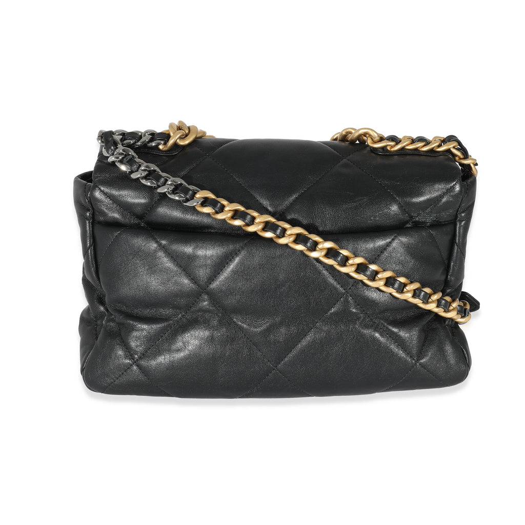Black Shiny Lambskin Large Chanel 19 Flap Bag