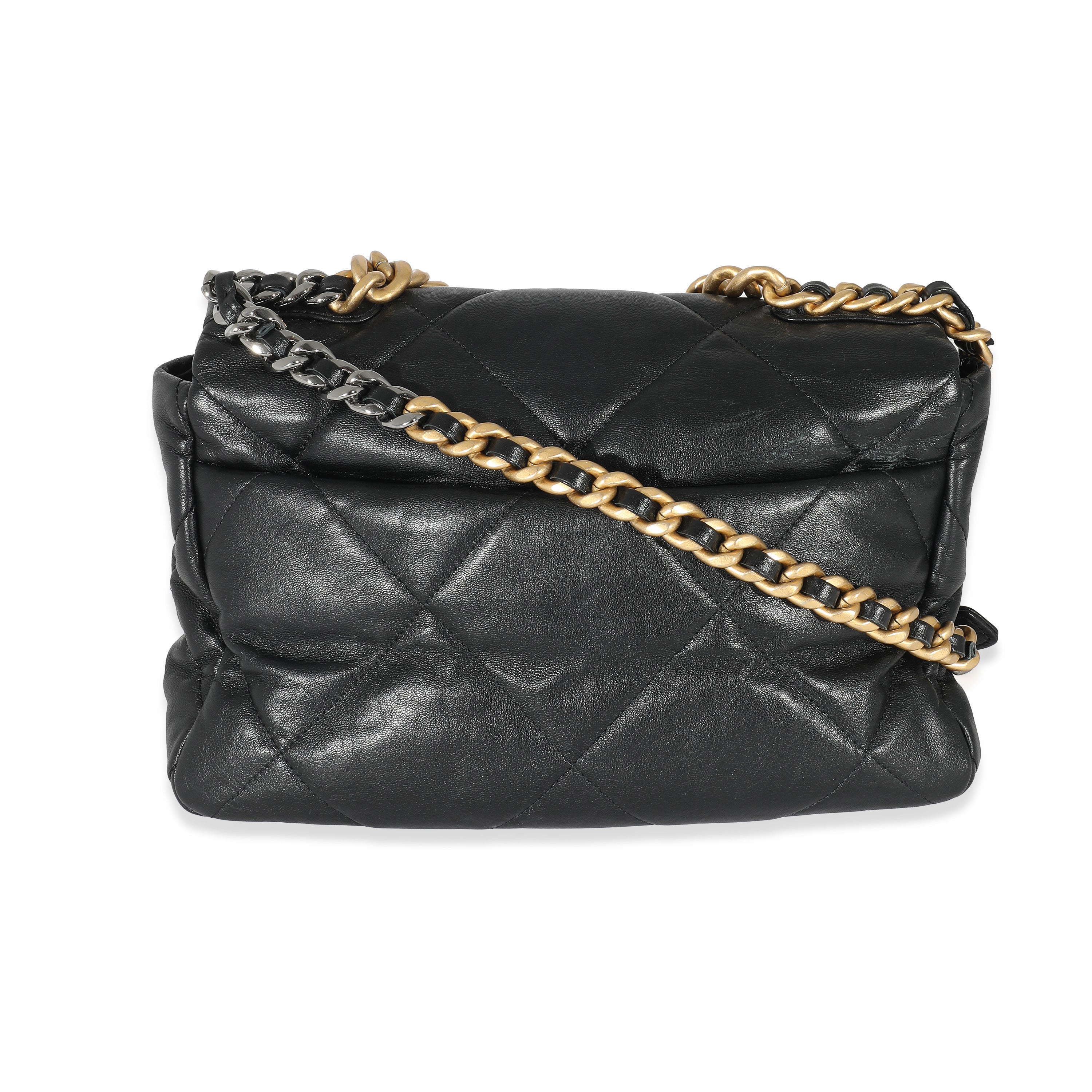 Black Shiny Lambskin Large Chanel 19 Flap Bag