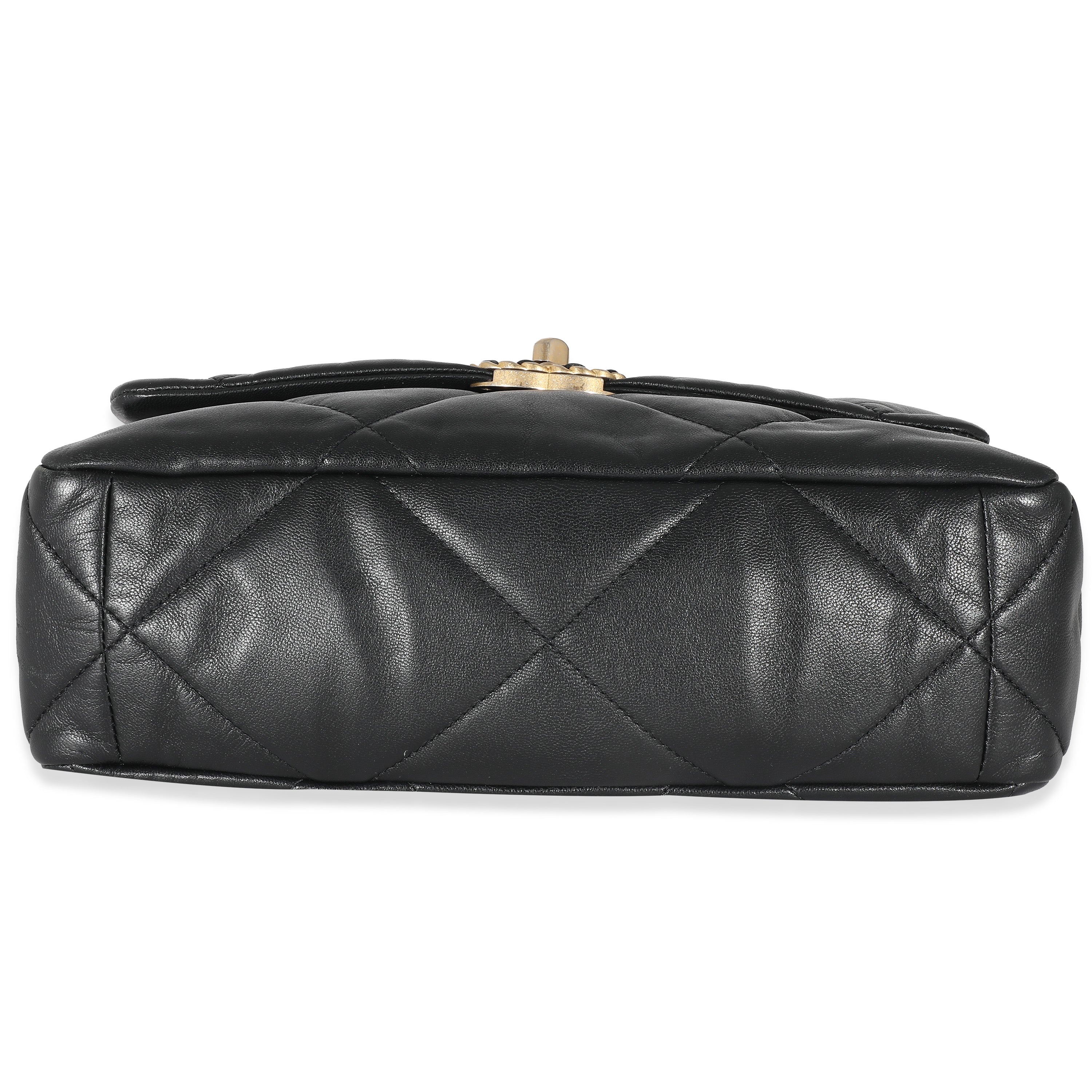 Black Shiny Lambskin Large Chanel 19 Flap Bag