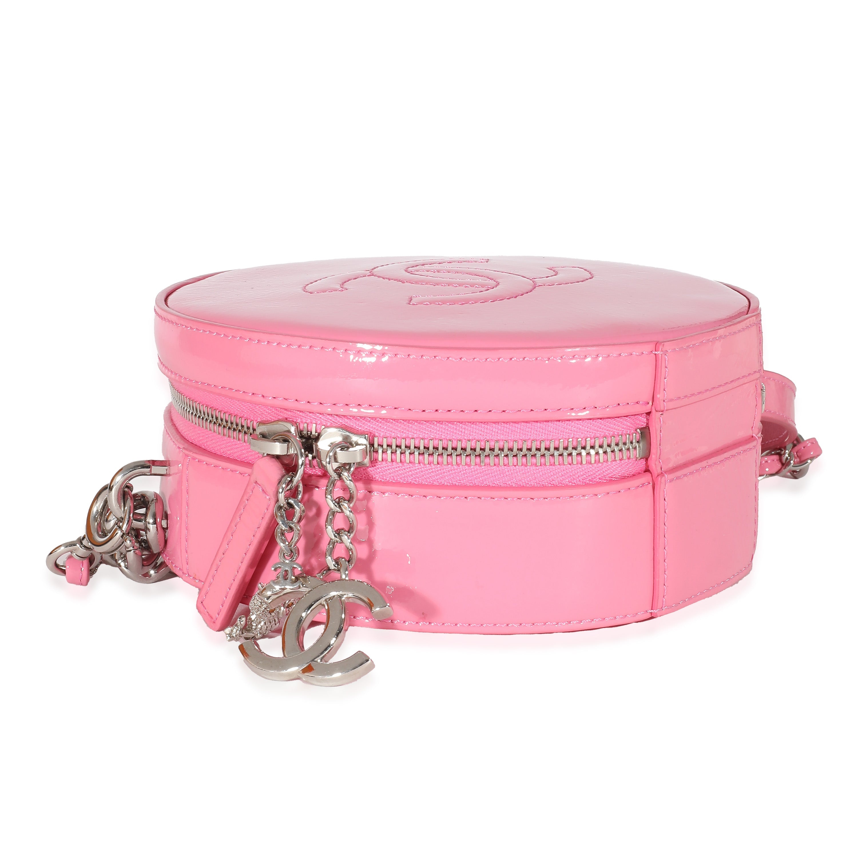 Pink Glazed Calfskin Round As Earth Bag