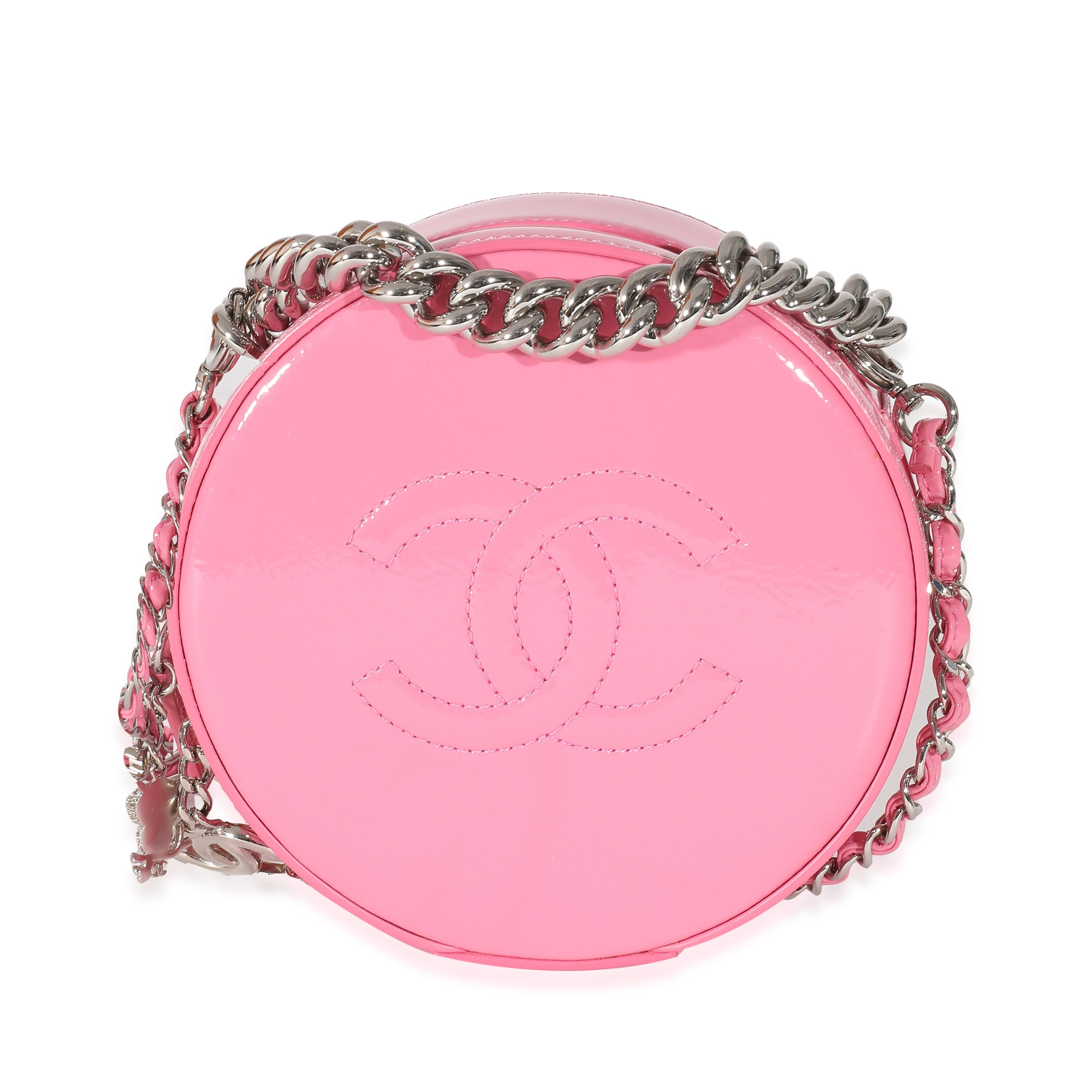 Pink Glazed Calfskin Round As Earth Bag
