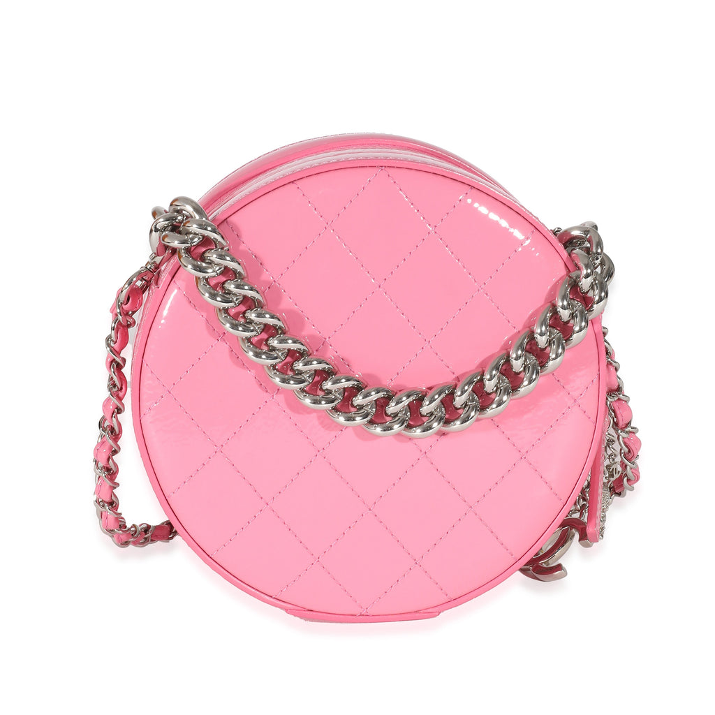 Pink Glazed Calfskin Round As Earth Bag