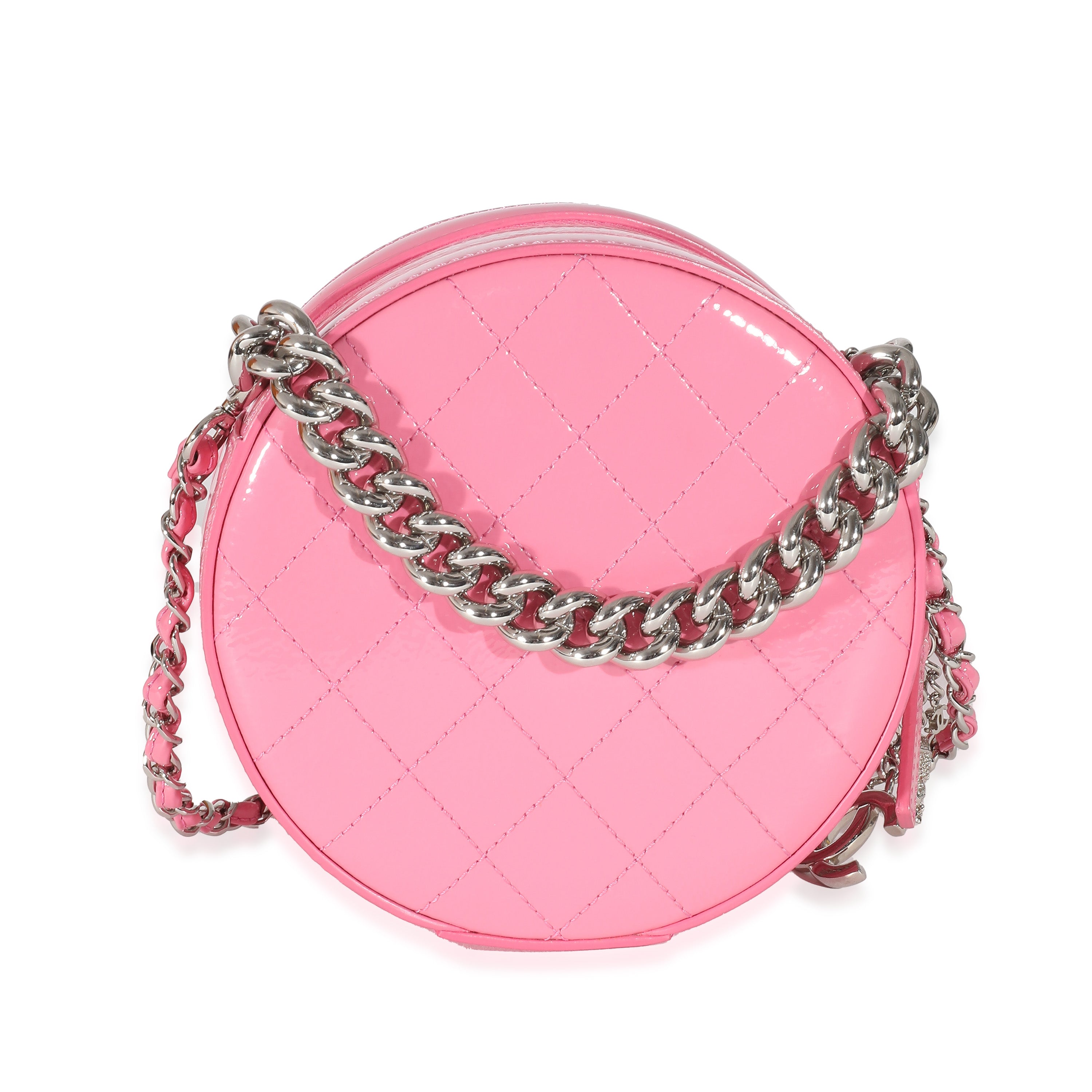 Pink Glazed Calfskin Round As Earth Bag