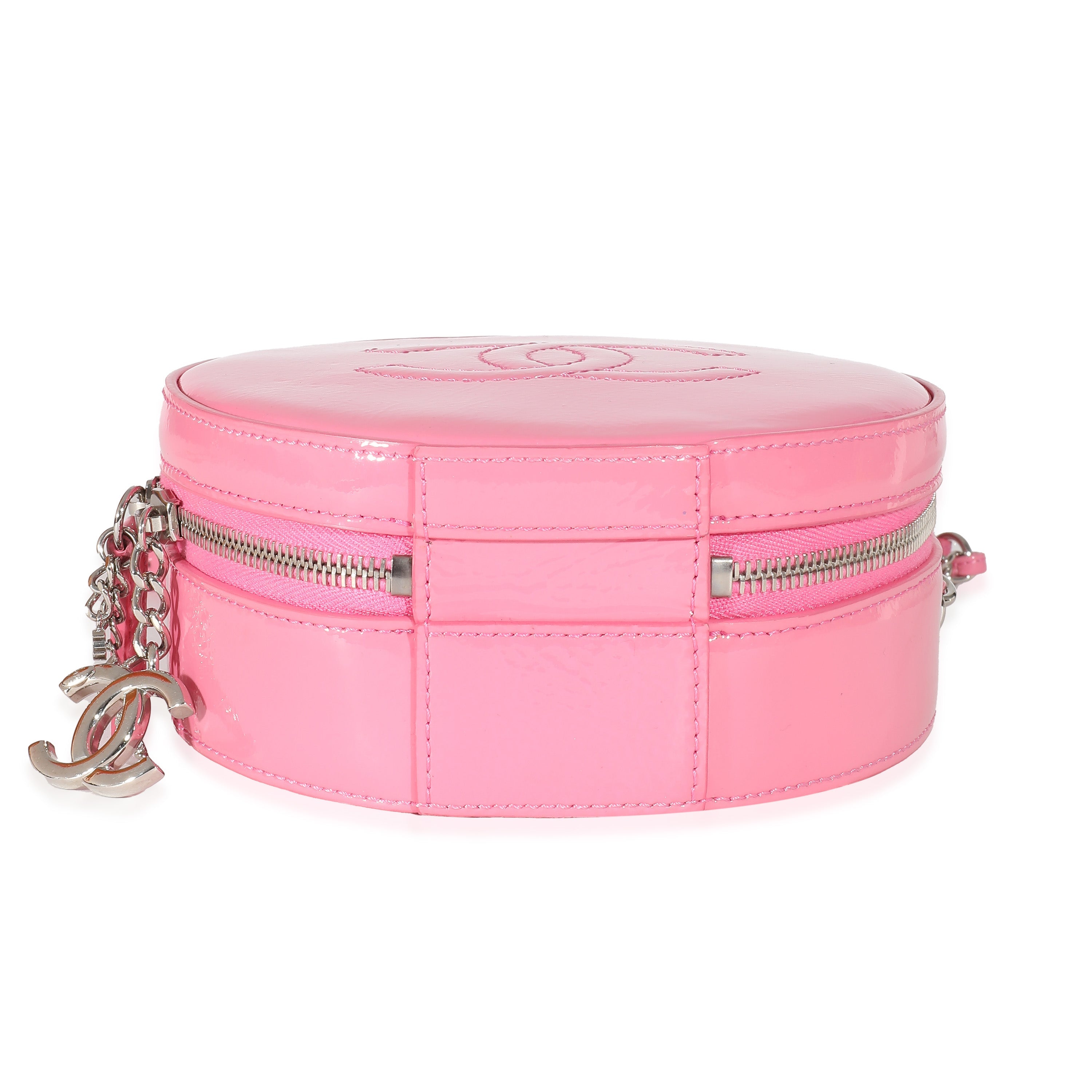 Pink Glazed Calfskin Round As Earth Bag