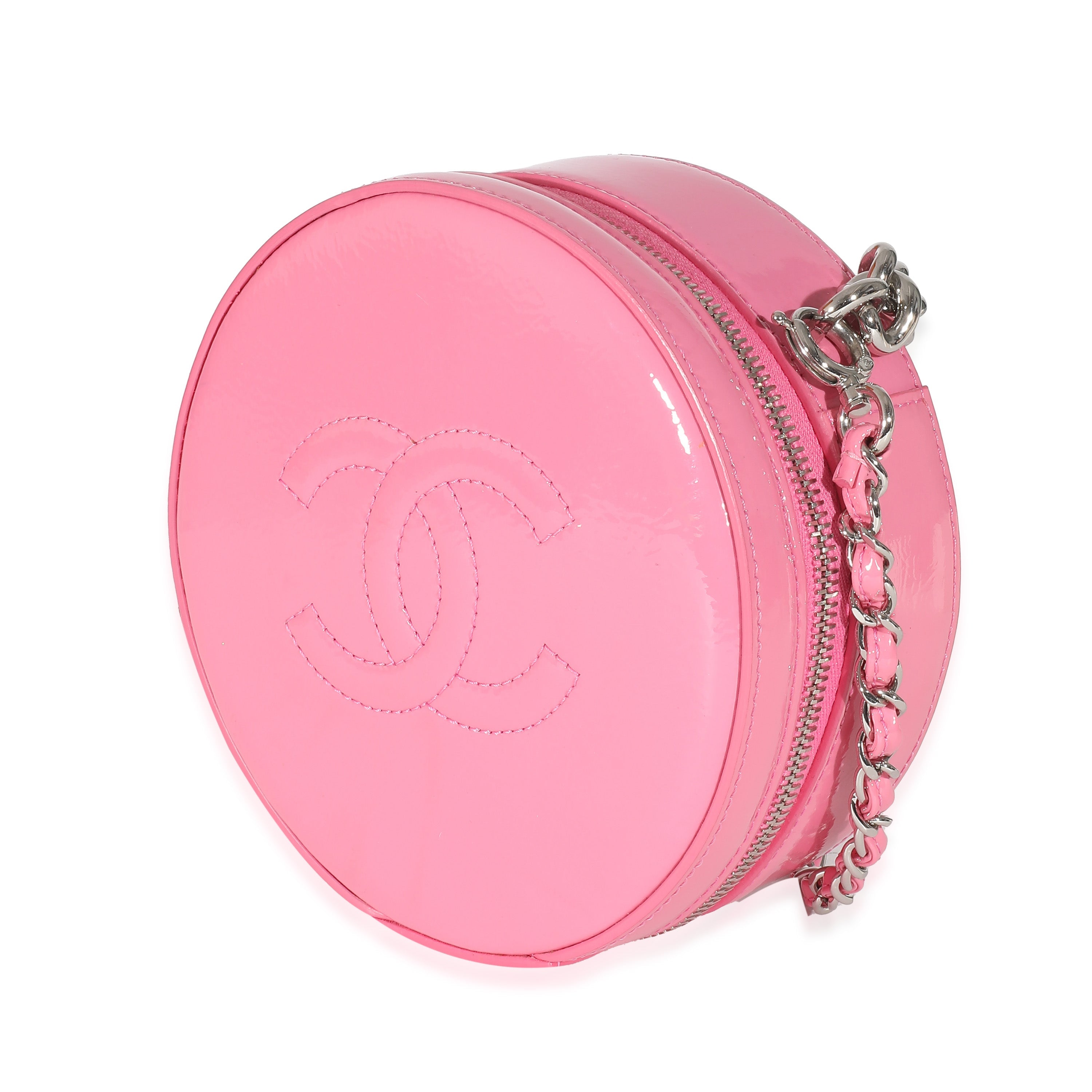 Pink Glazed Calfskin Round As Earth Bag