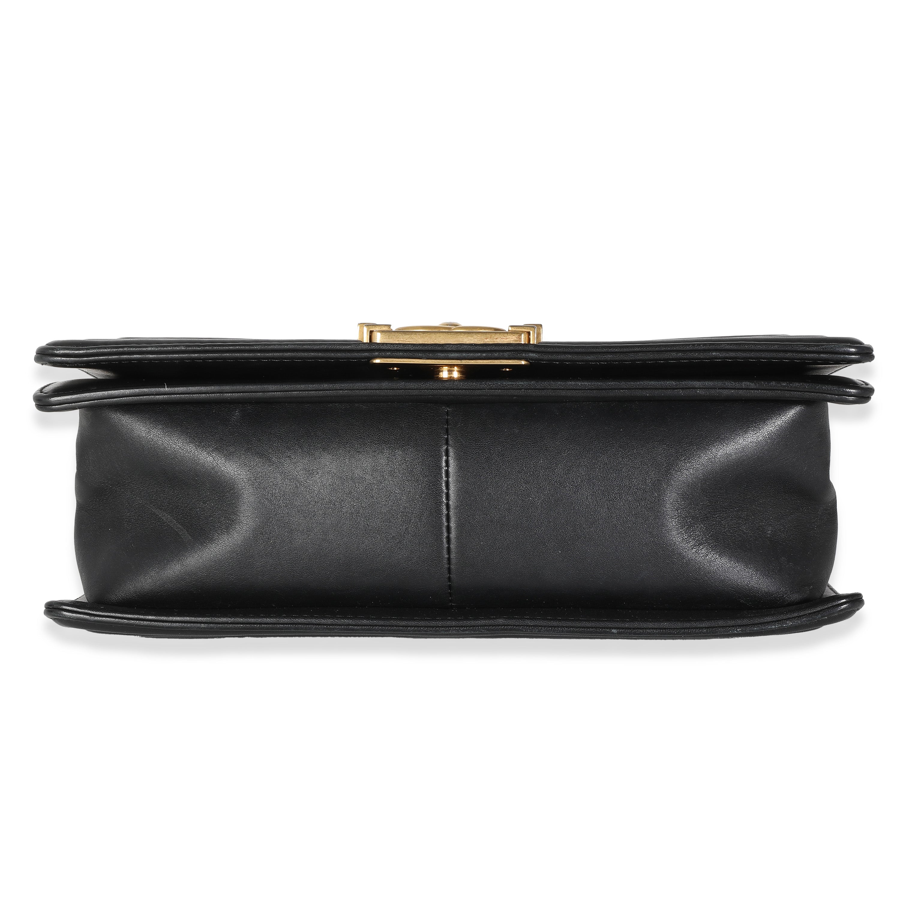 Black Calfskin Caviar In The Mix Chevron Old Medium Boy Handbag