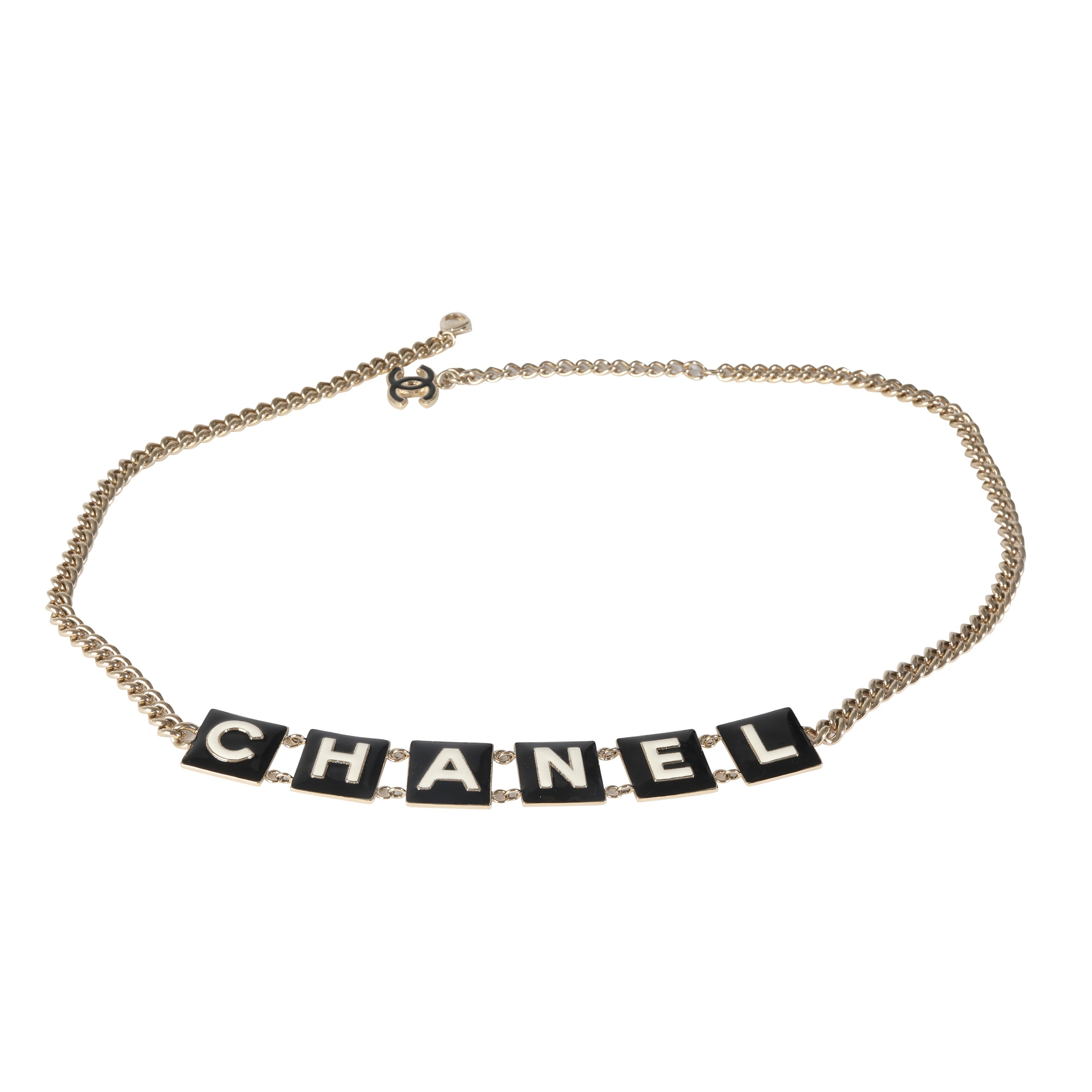 2022 Black & White Enamel Gold Plated Logo Belt
