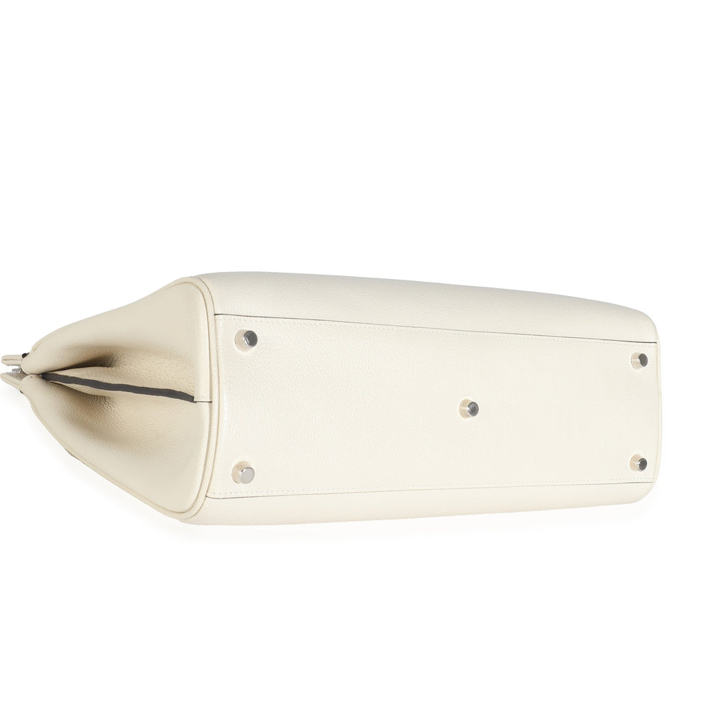 Mystic White Grainy Calfskin Medium Zumi Top Handle Bag