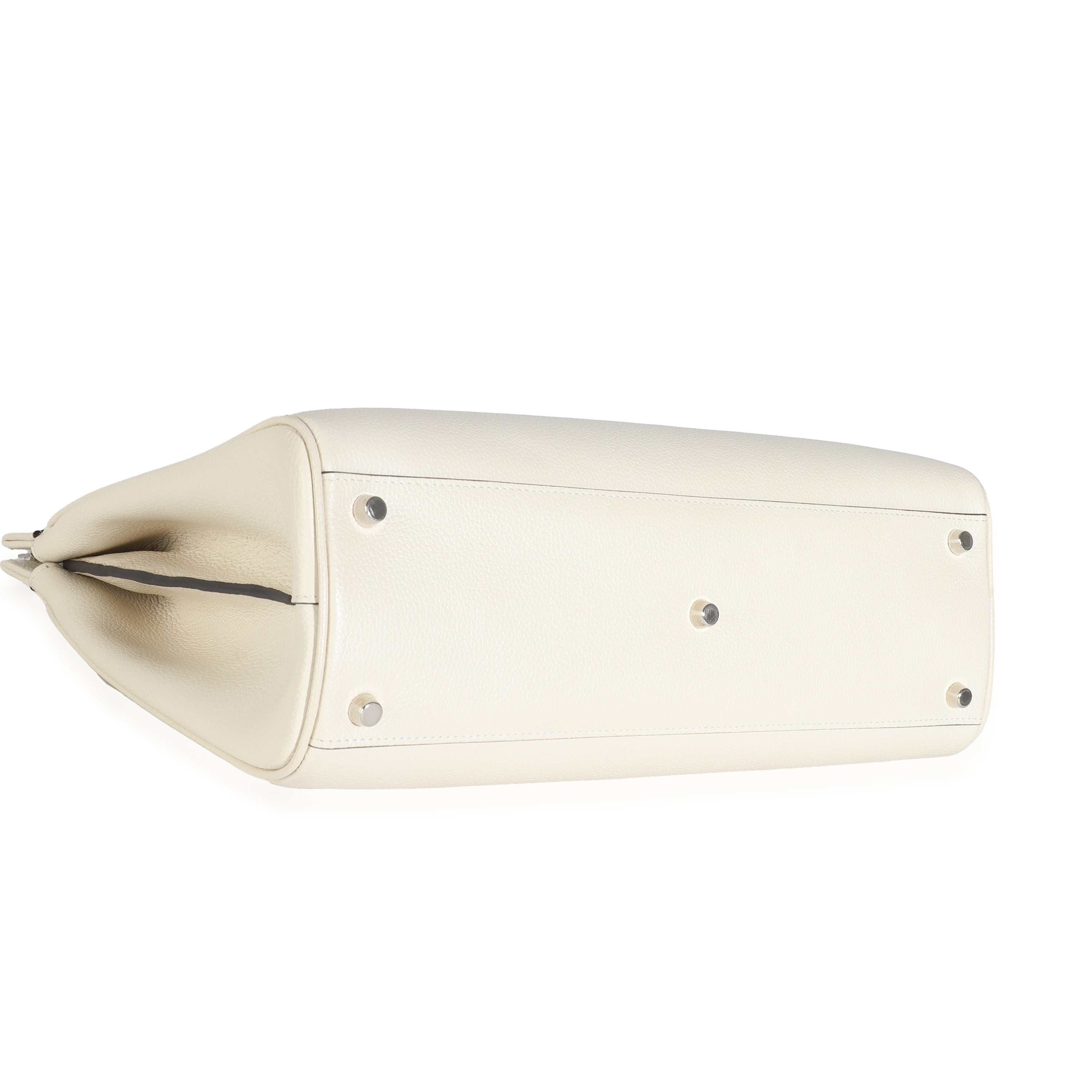 Mystic White Grainy Calfskin Medium Zumi Top Handle Bag
