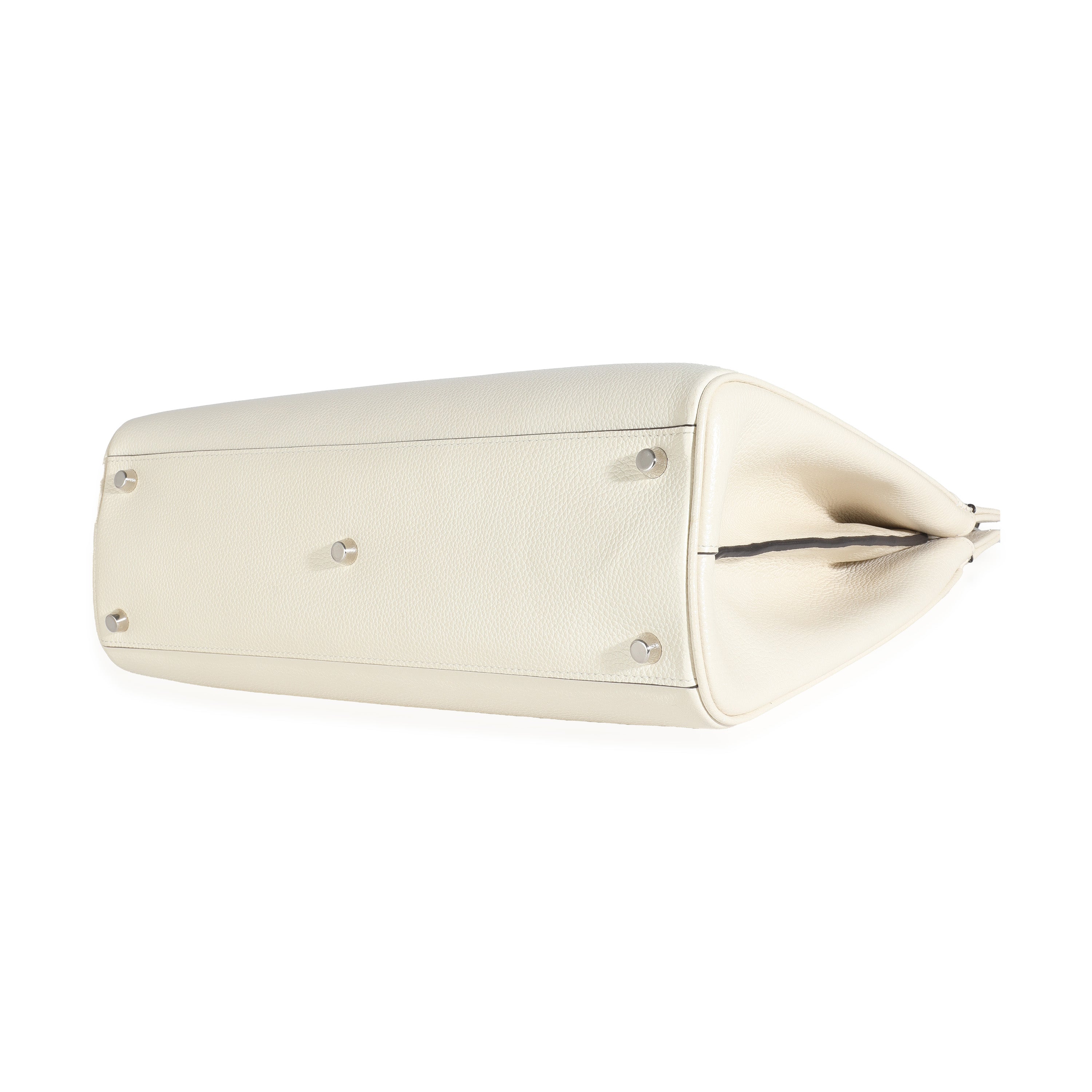 Mystic White Grainy Calfskin Medium Zumi Top Handle Bag