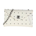 White Lambskin CC Logo Envelope Clutch With Chain