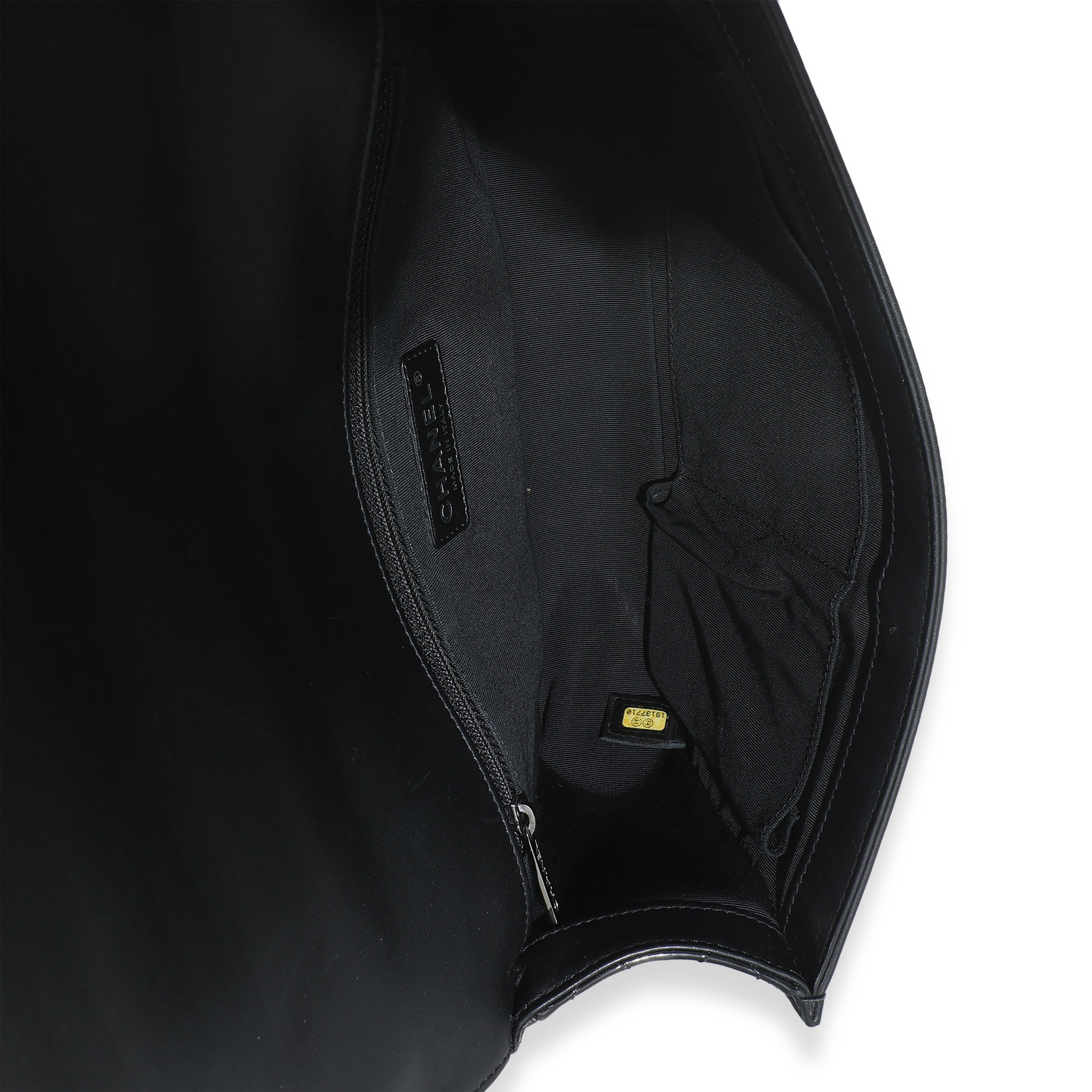 Black Patent Chevron Old Medium Boy Bag