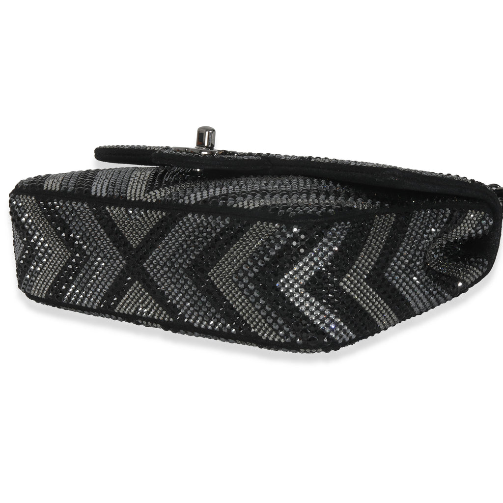 Black Strass CC Chevron Mini Flap Bag