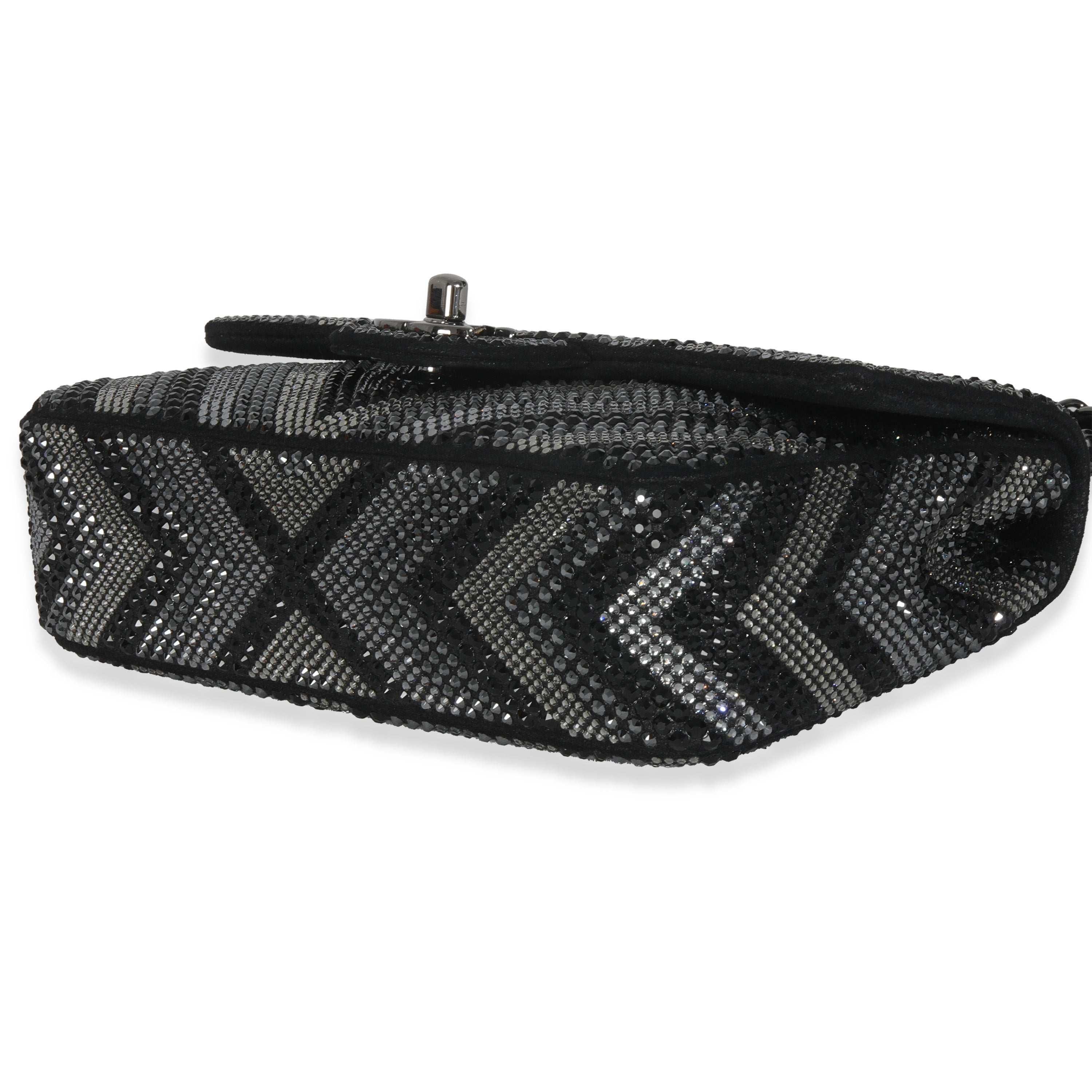 Black Strass CC Chevron Mini Flap Bag