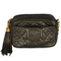 Vintage Metallic Green Quilted Lambskin Tassel Camera Bag