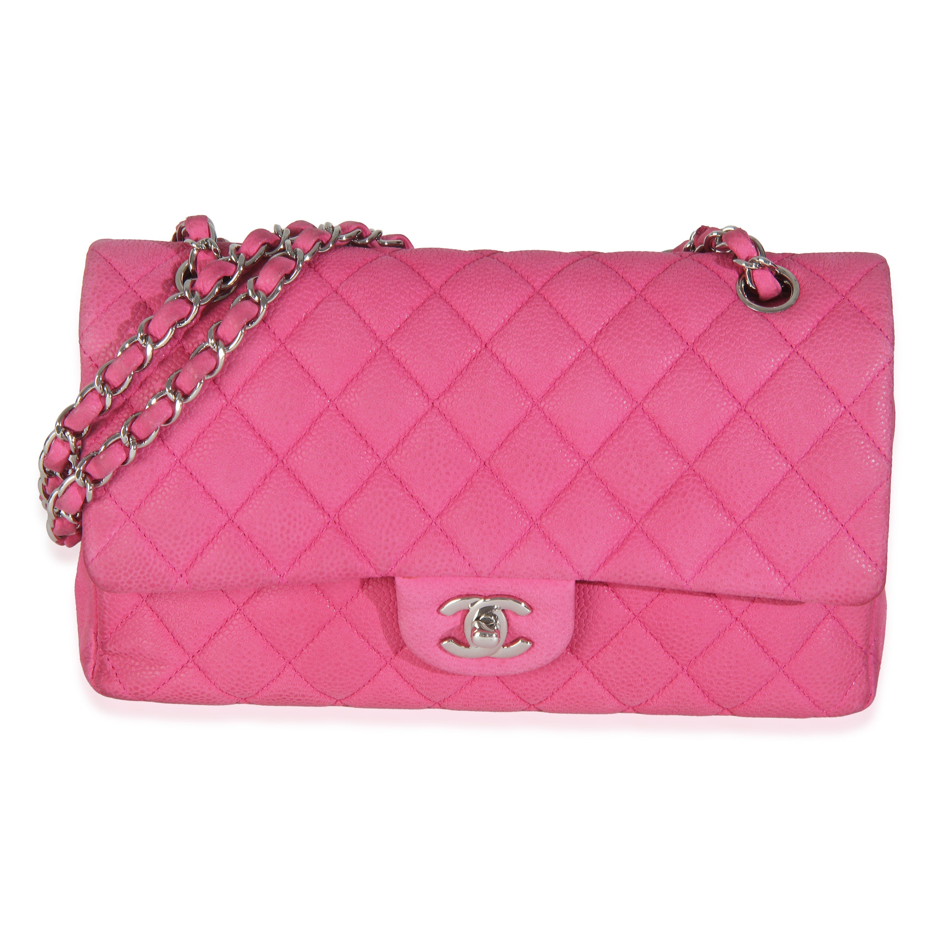 Pink Quilted Matte Caviar Medium Classic Double Flap Handbag