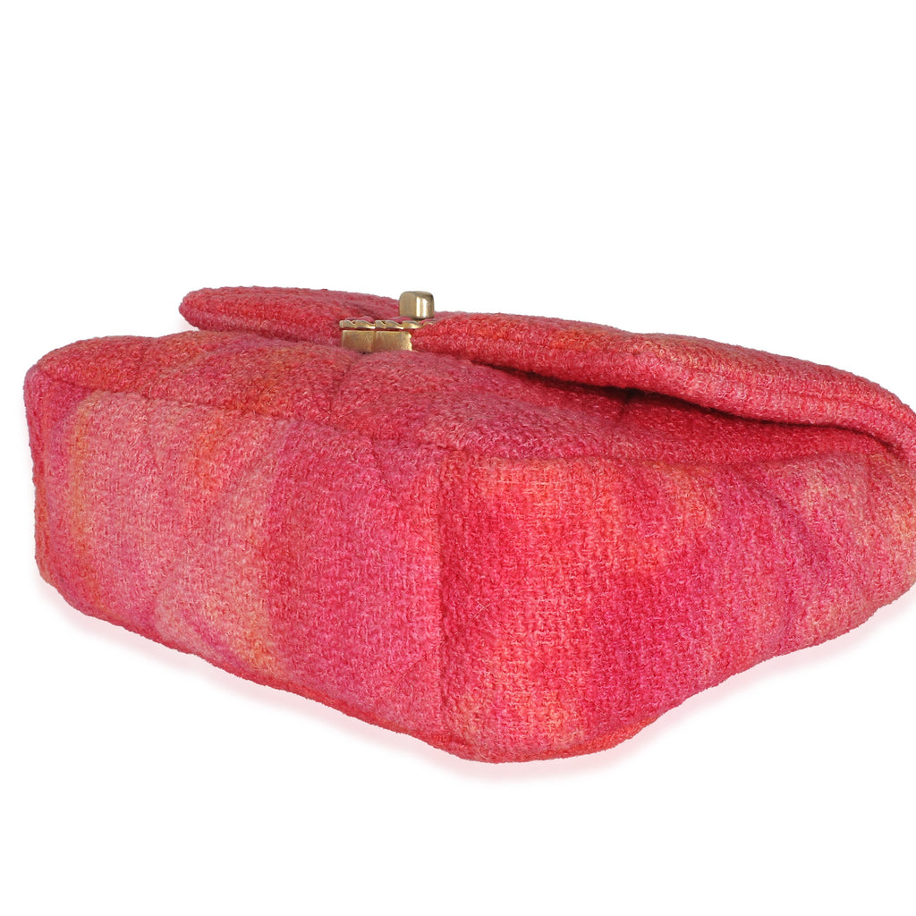 Coral Pink Tweed Quilted Medium Chanel 19 Flap Bag