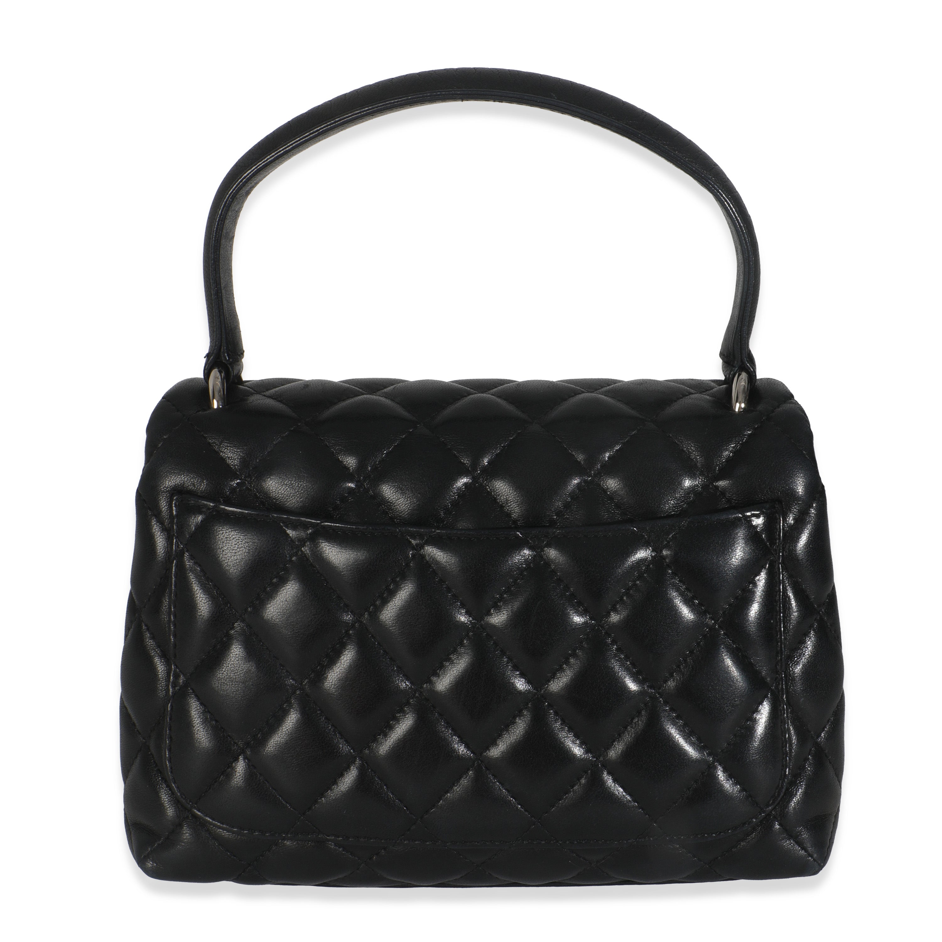 Vintage Black Quilted Lambskin Small Kelly Flap Bag