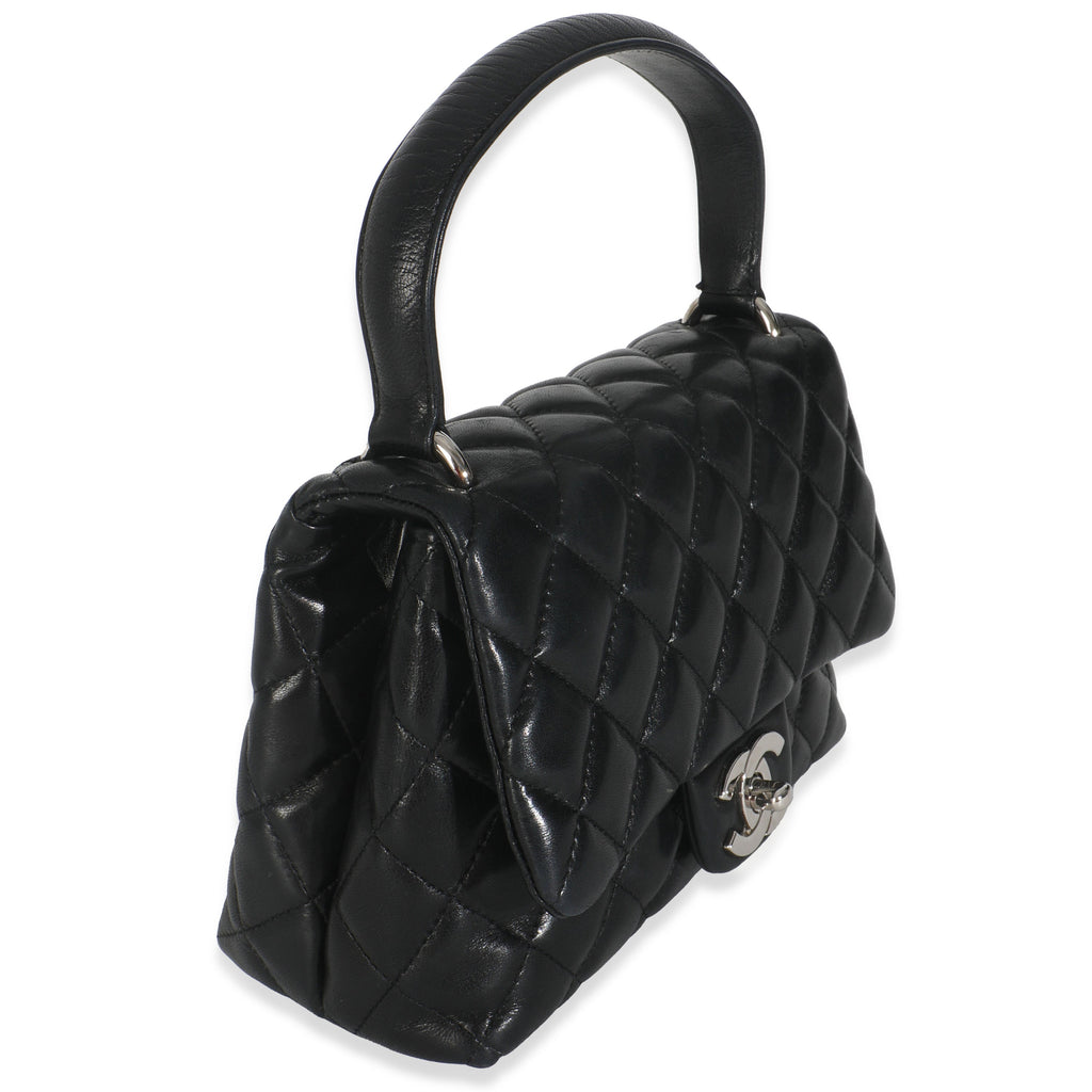 Vintage Black Quilted Lambskin Small Kelly Flap Bag