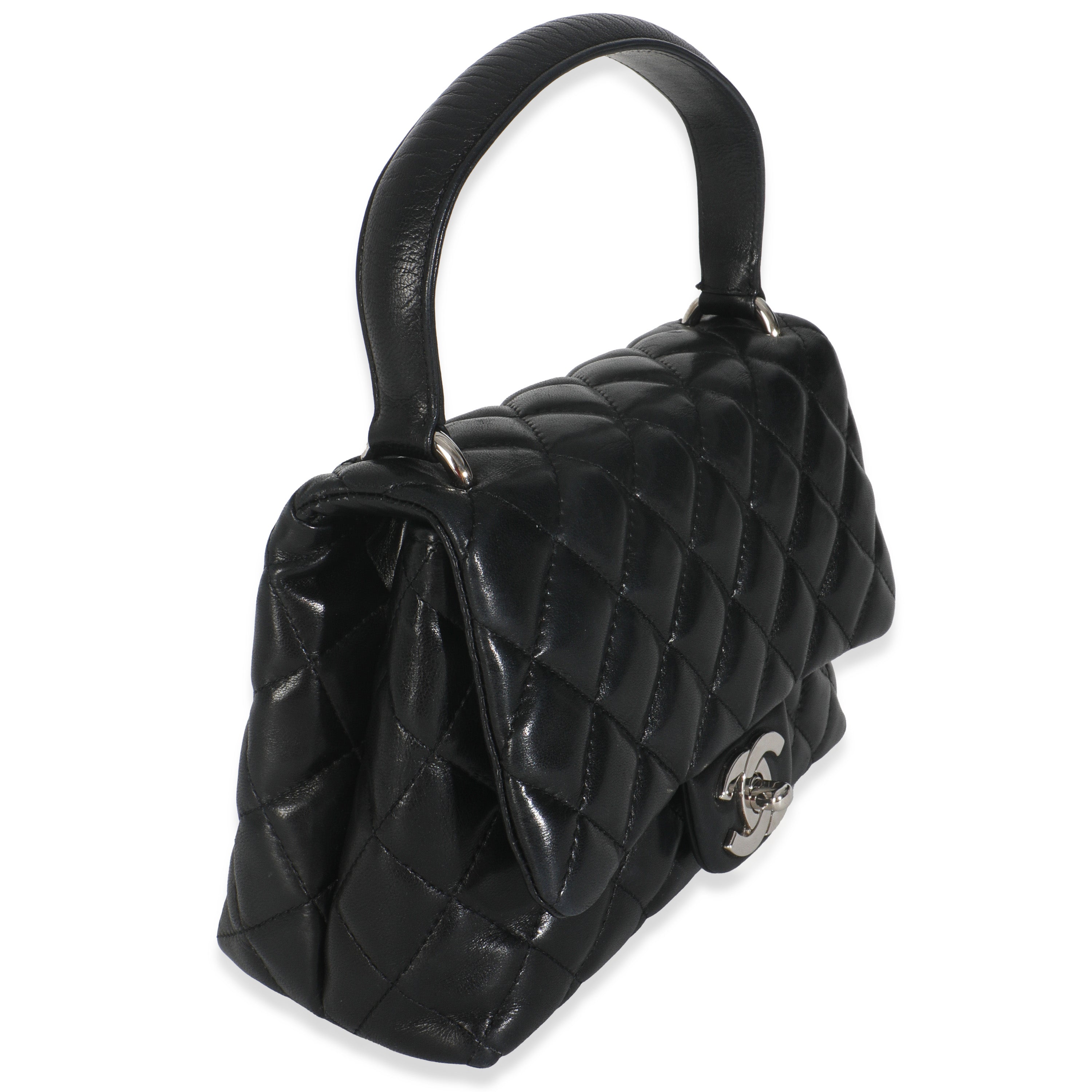 Vintage Black Quilted Lambskin Small Kelly Flap Bag
