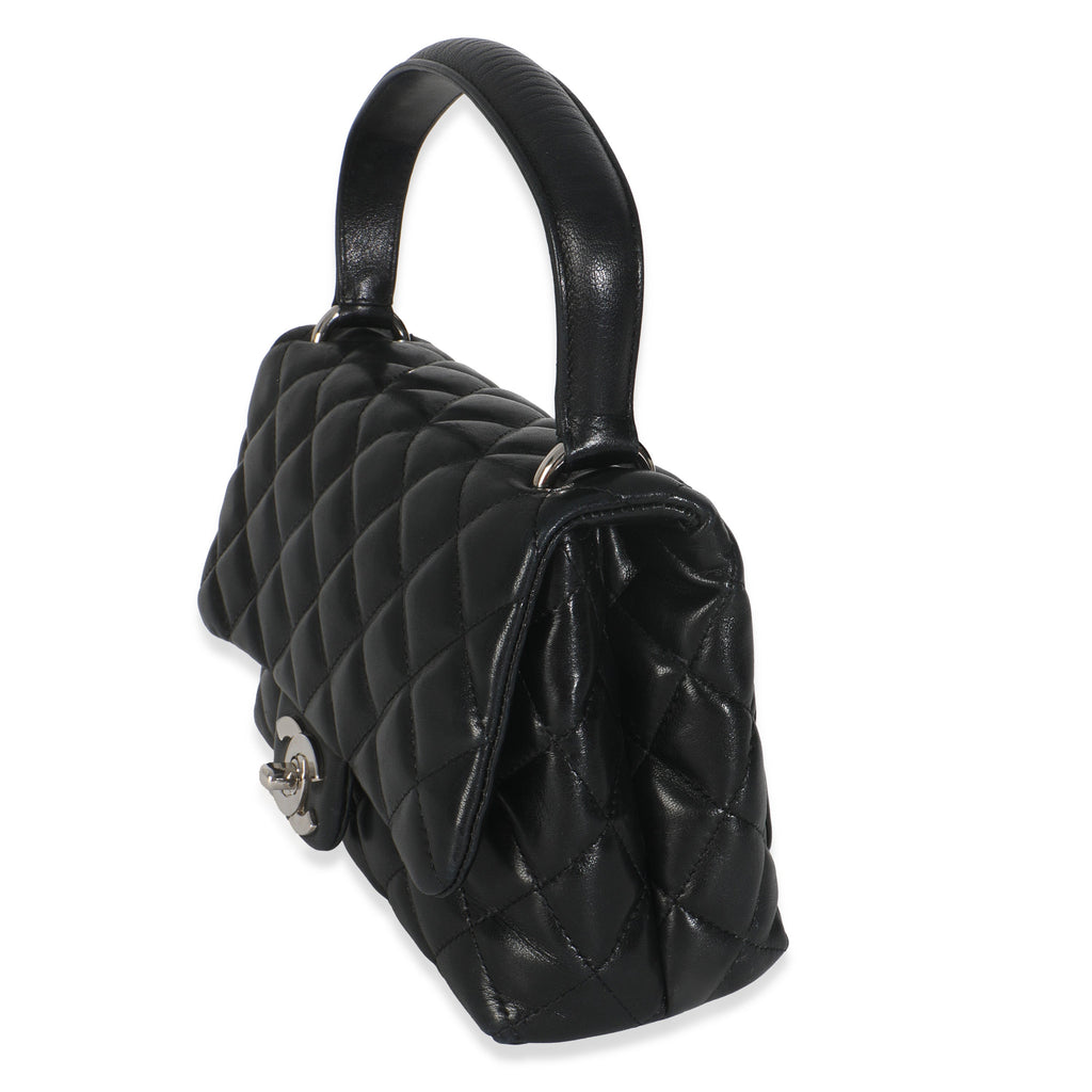 Vintage Black Quilted Lambskin Small Kelly Flap Bag