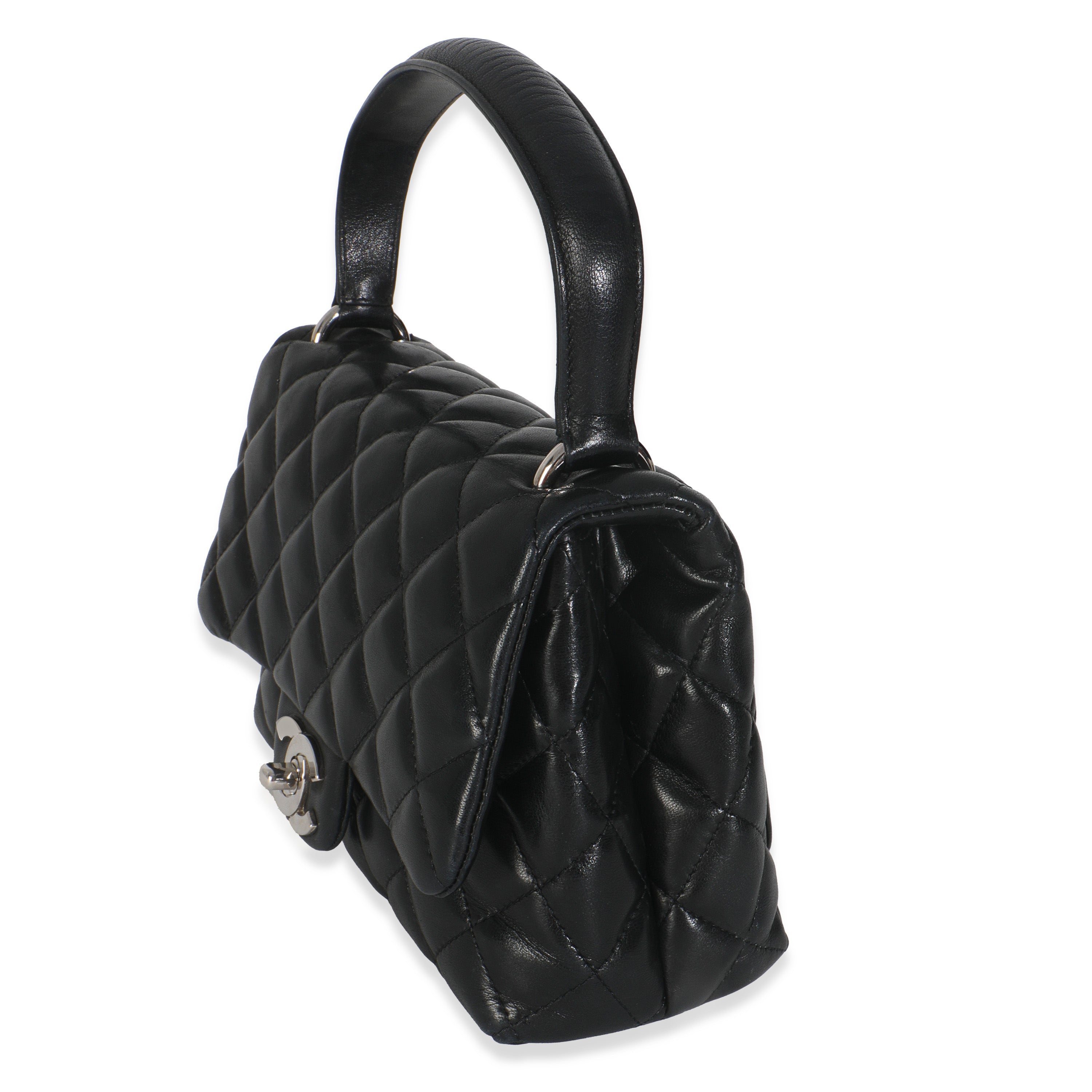 Vintage Black Quilted Lambskin Small Kelly Flap Bag