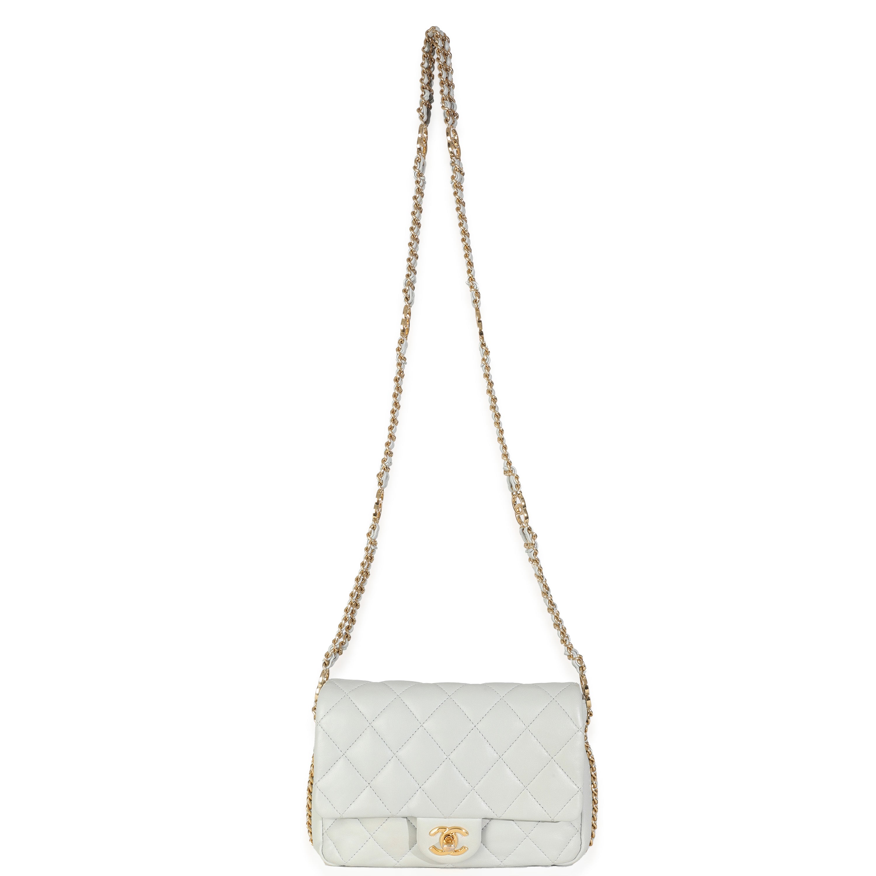 Light Blue Quilted Lambskin CC You Mini Flap Bag