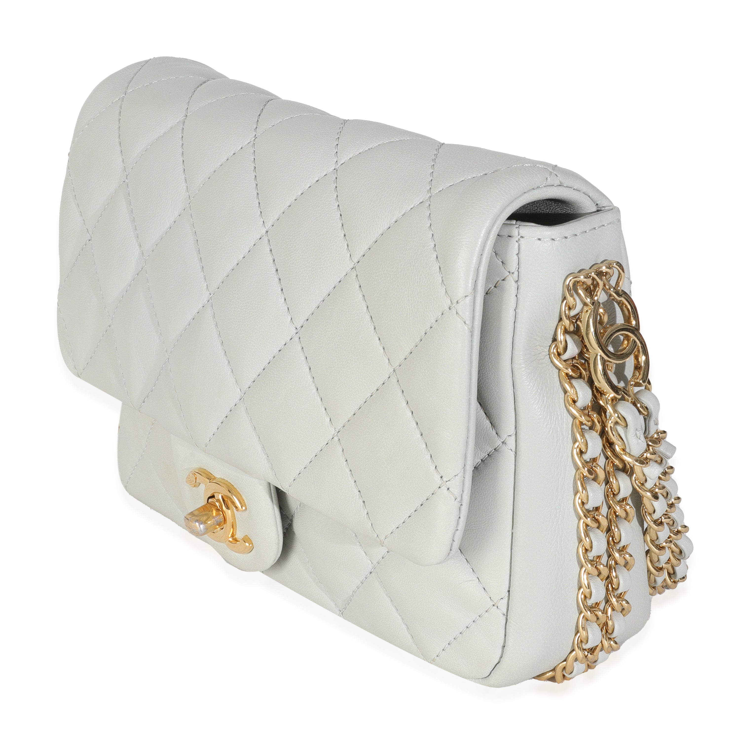 Light Blue Quilted Lambskin CC You Mini Flap Bag