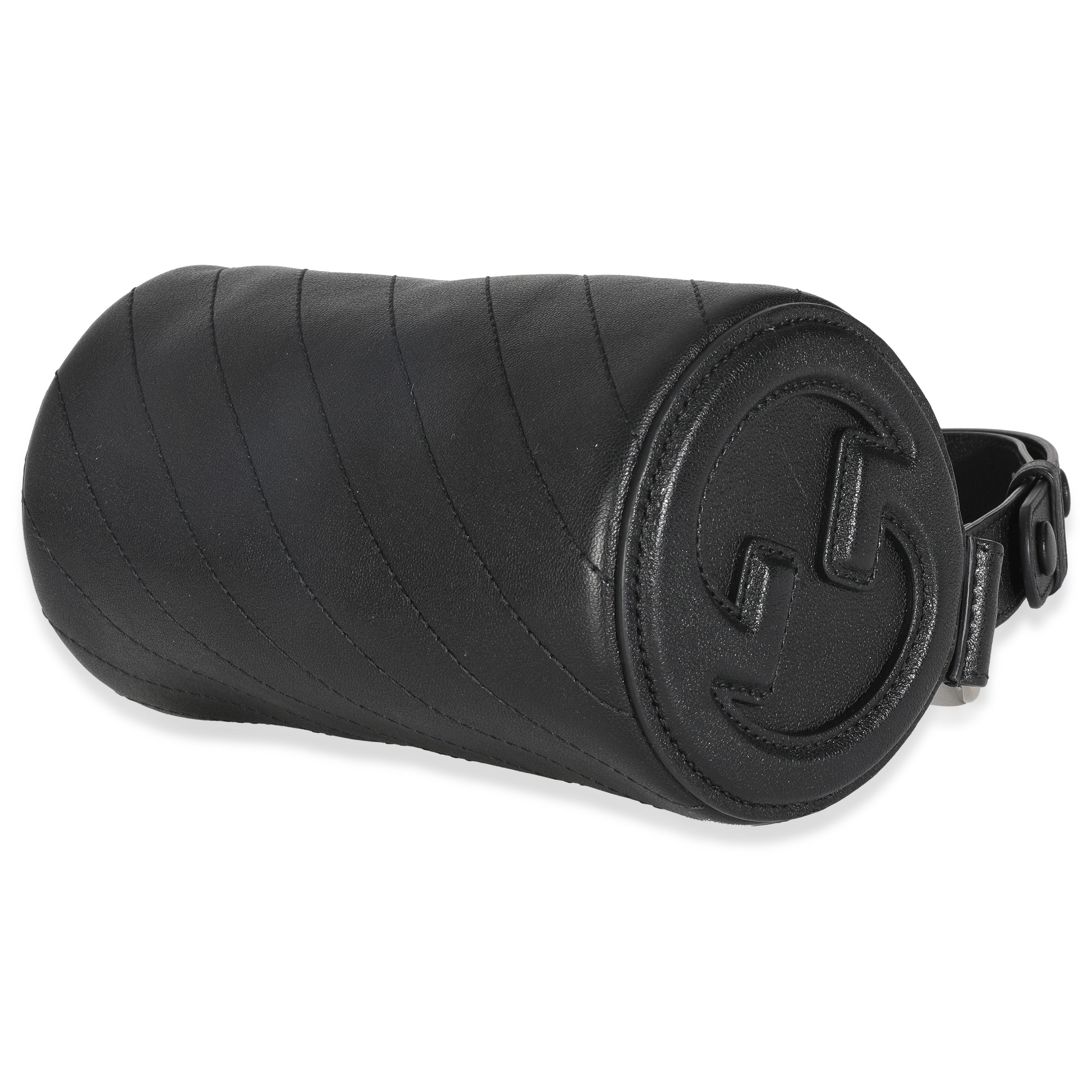 Black Diagonal Quilted Leather Mini Blondie Shoulder Bag