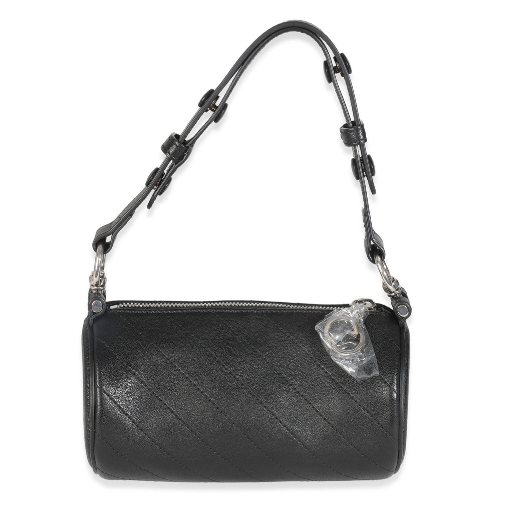 Black Diagonal Quilted Leather Mini Blondie Shoulder Bag