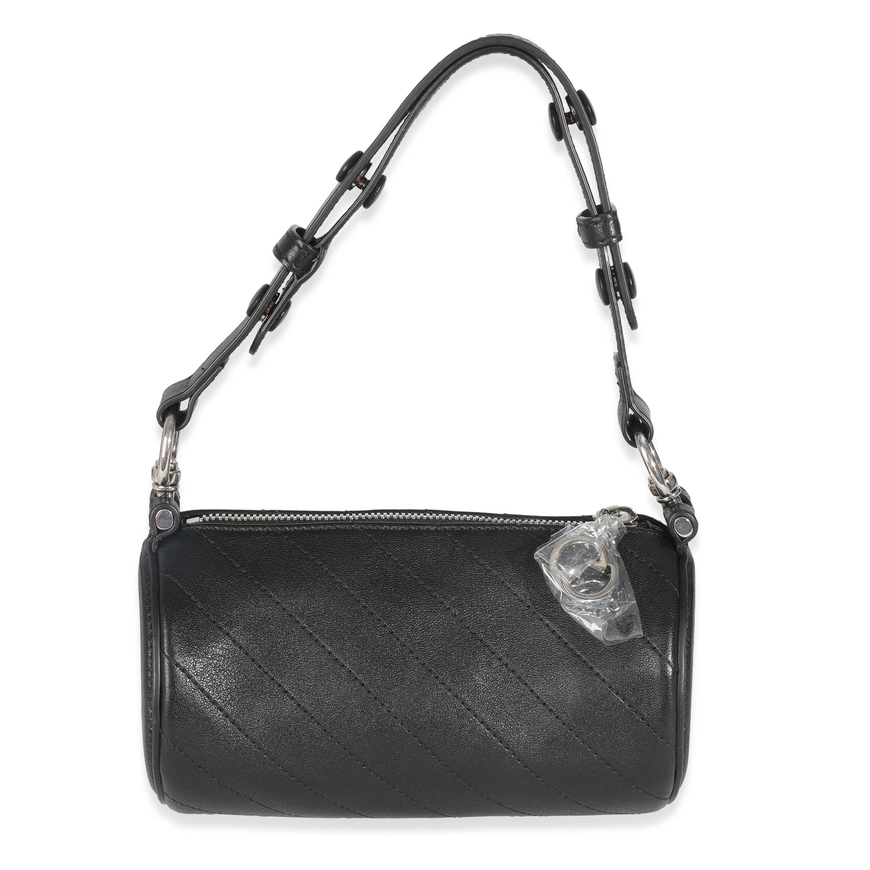 Black Diagonal Quilted Leather Mini Blondie Shoulder Bag