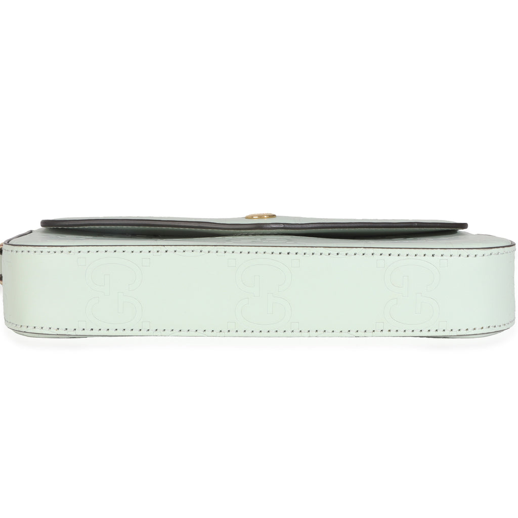 Pale Green Calfskin GG Super Mini Shoulder Bag